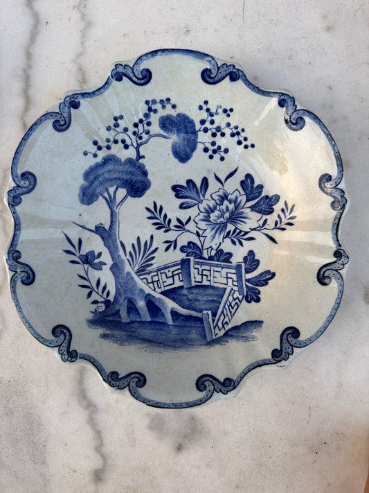 Antique Creil & Montereau 'Hollandais' – 19th Century French Terre de Fer Plate – Blue & White Transferware – 24 cm