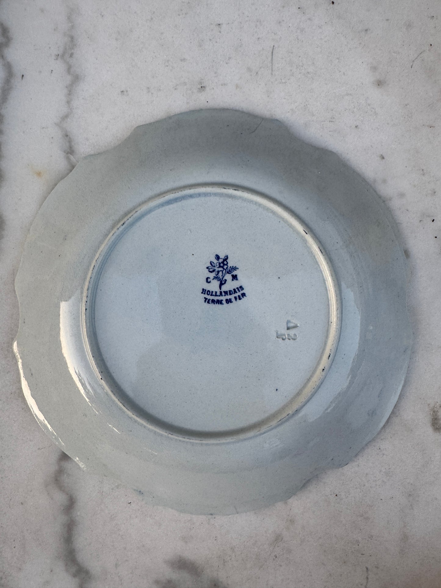 Antique Creil & Montereau 'Hollandais' – 19th Century French Terre de Fer Plate – Blue & White Transferware – 24 cm