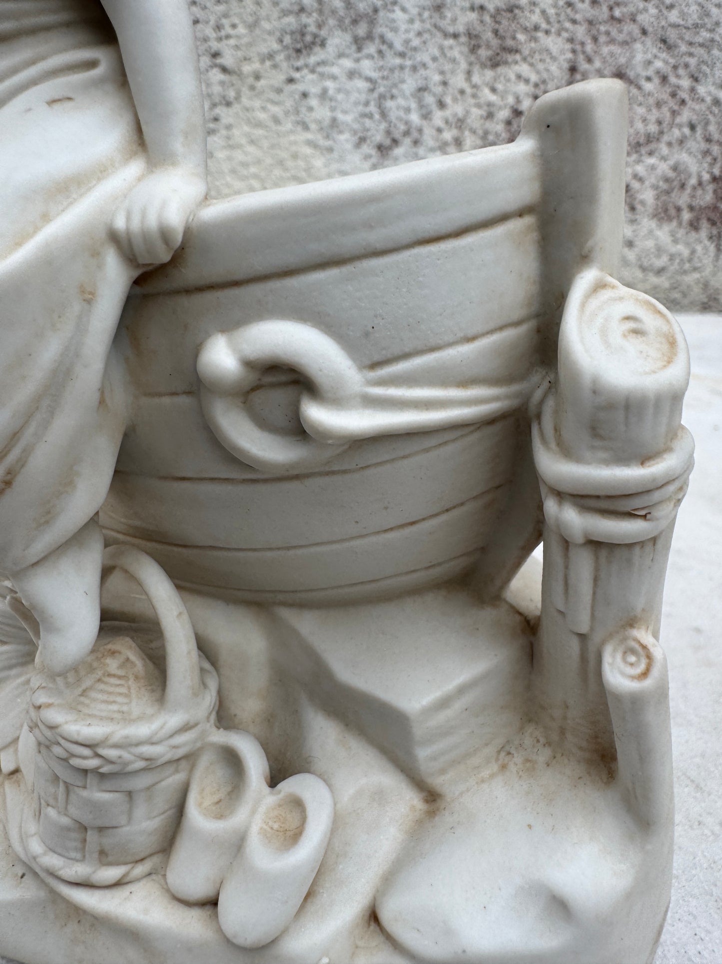 Antique Gebrüder Heubach Bisque Figurine Jardinière, Children with Boat, German Bisque Porcelain ca.1900