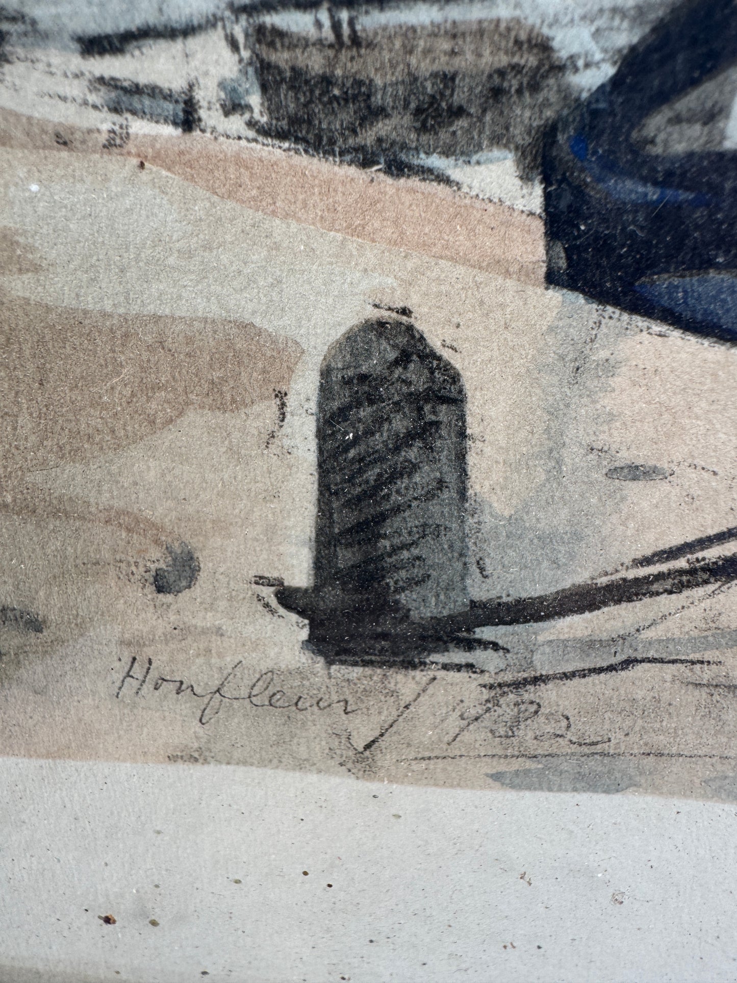 Pair of Antique French Watercolors by Fernand Herbo (1905–1995), Saint-Malo & Honfleur, 1932 – Original Marine Paintings