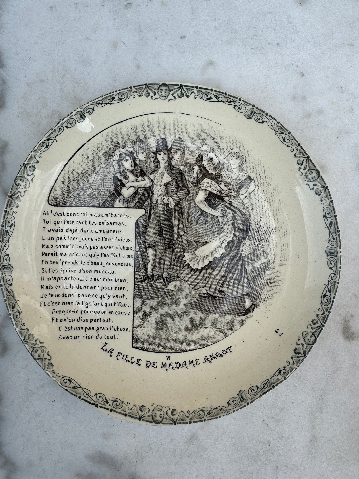 Antique French HB & Cie Terre de Fer Plate – Les Cloches de Corneville – 20 cm – Sold Individually