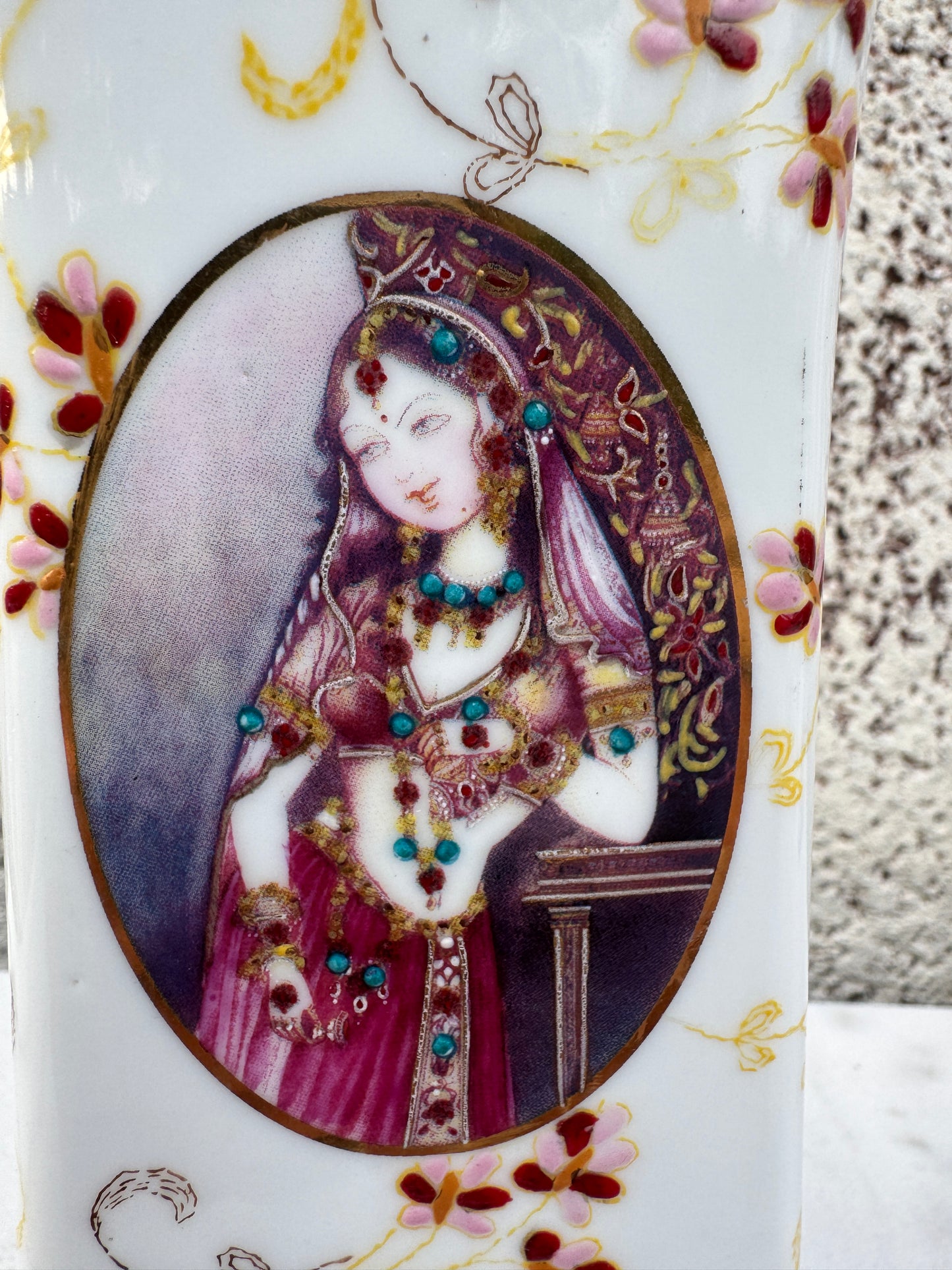 Persian-Style Porcelain Vase – Natasha Farina Paris – Enamel Portrait Decoration