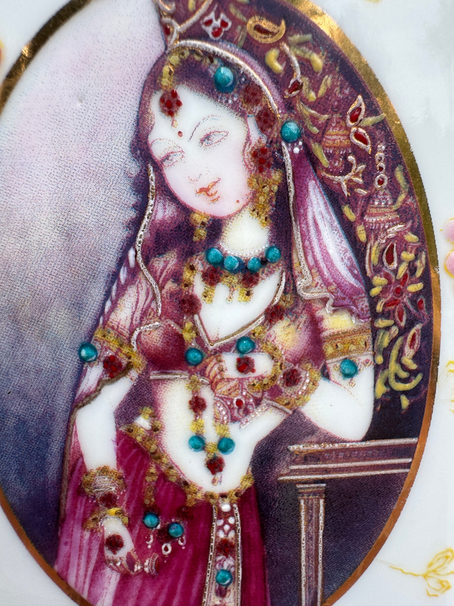 Persian-Style Porcelain Vase – Natasha Farina Paris – Enamel Portrait Decoration