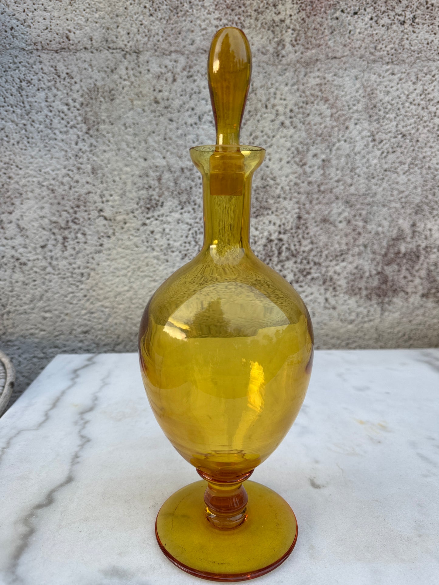 Vintage Yellow Glass Decanter