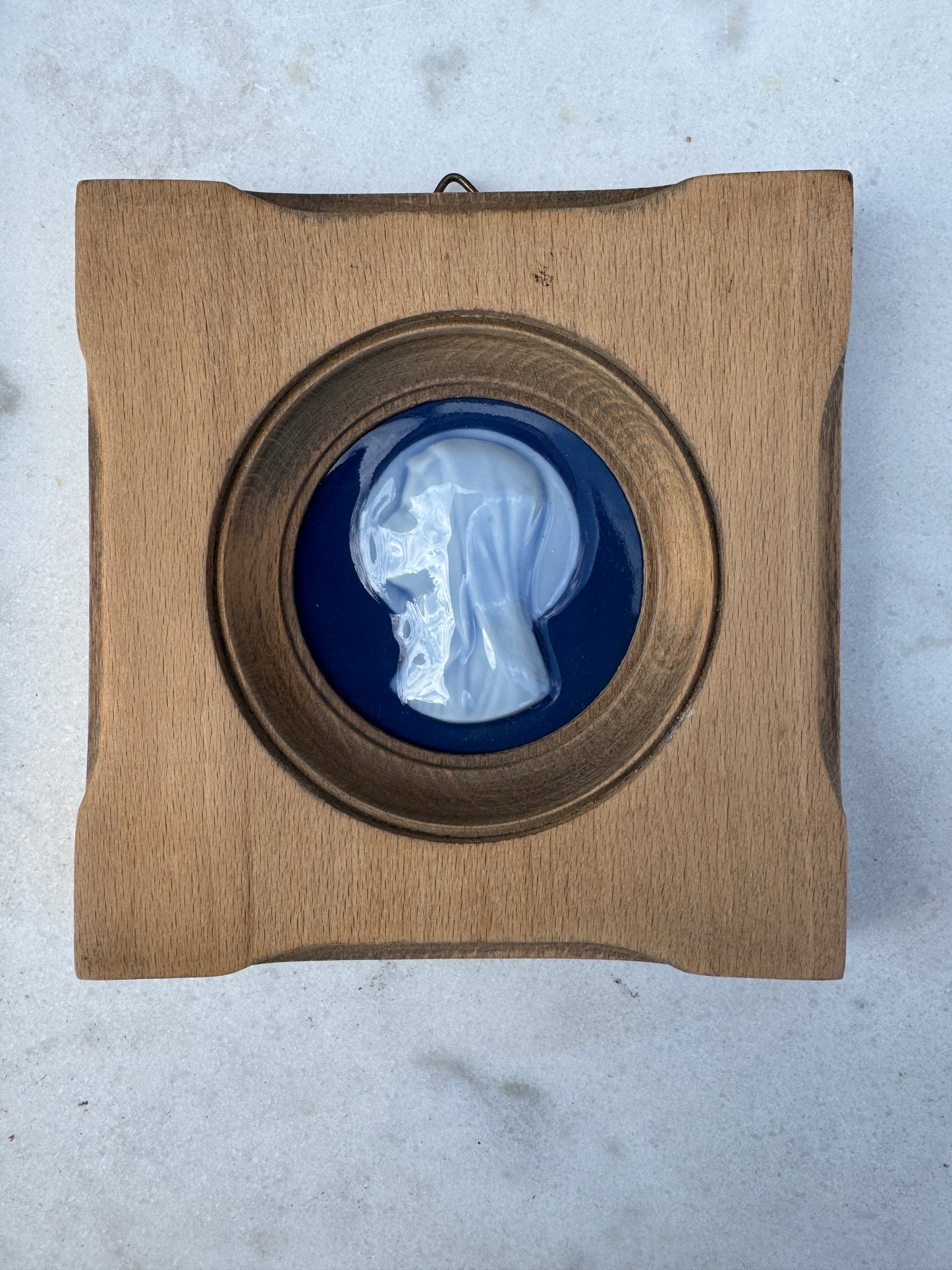 Camille Tharaud Limoges Porcelain Medallion – Madonna Profile in Relief, 12×12.5 cm
