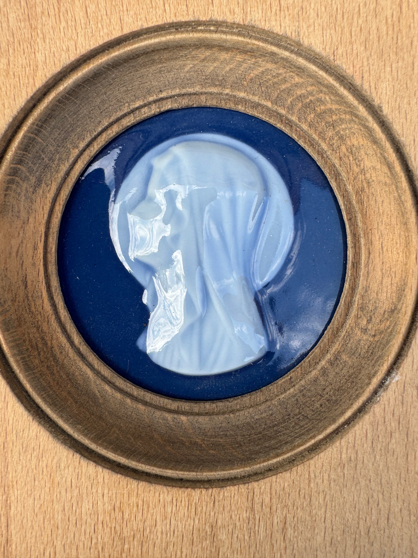 Camille Tharaud Limoges Porcelain Medallion – Madonna Profile in Relief, 12×12.5 cm