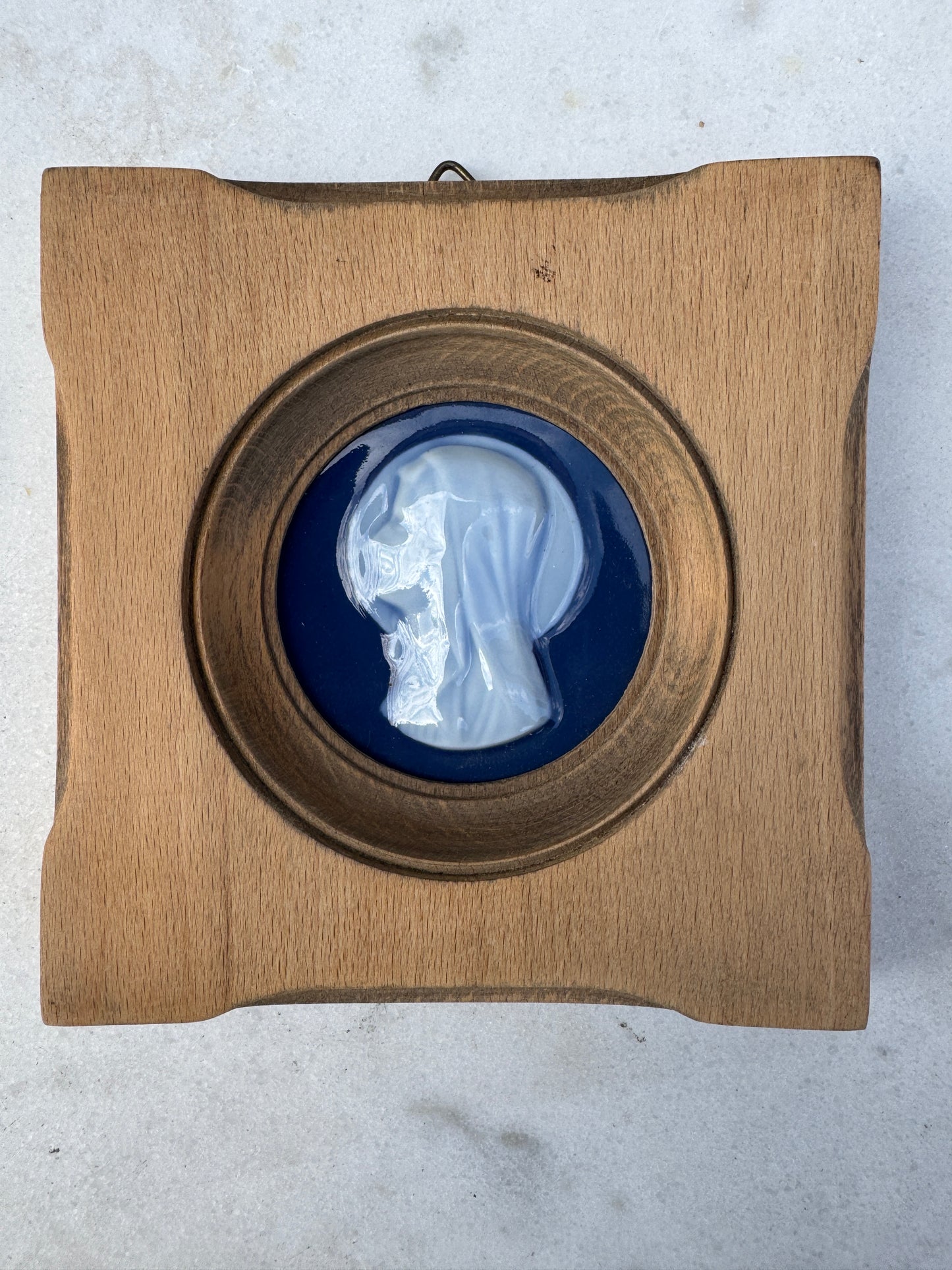 Camille Tharaud Limoges Porcelain Medallion – Madonna Profile in Relief, 12×12.5 cm