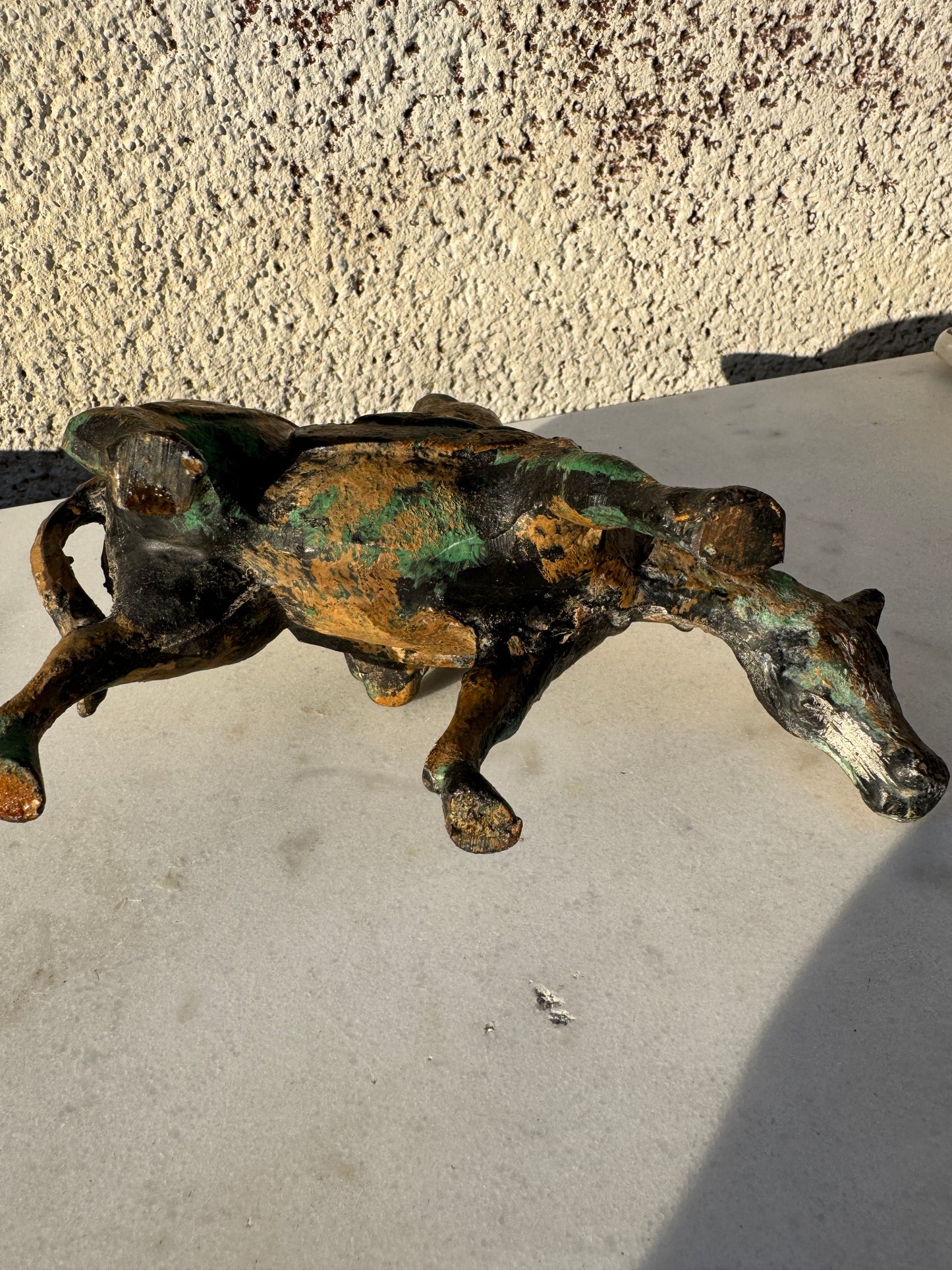 Antique Chinese Gilt Bronze Horse and Rider – Taoist Figure with Patina, 20th c.