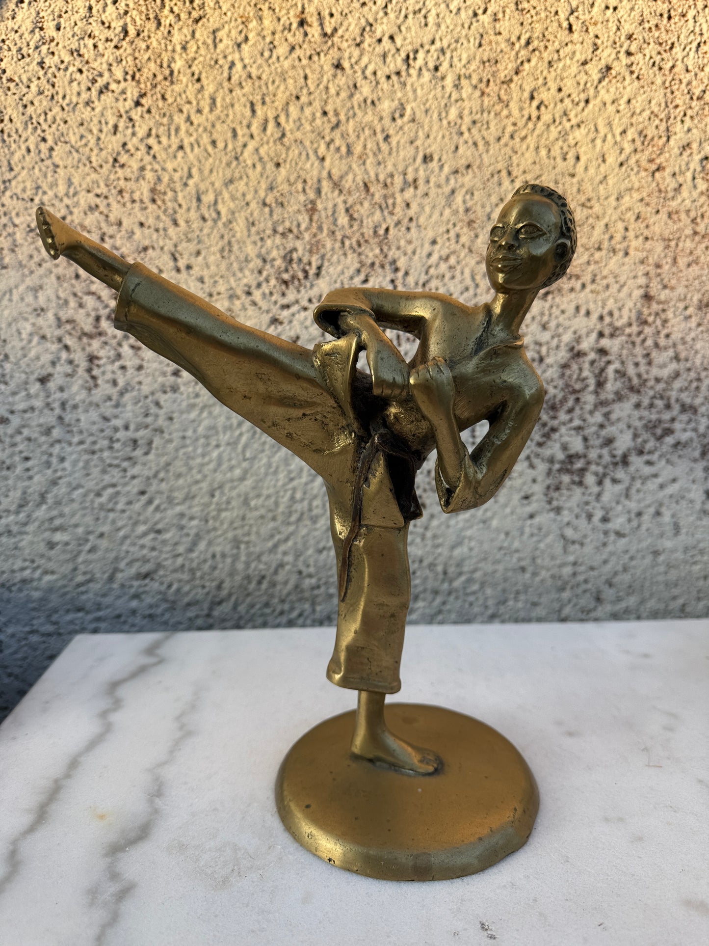 Solid Bronze Karate Figurine – Martial Arts Sculpture, 25x19 cm