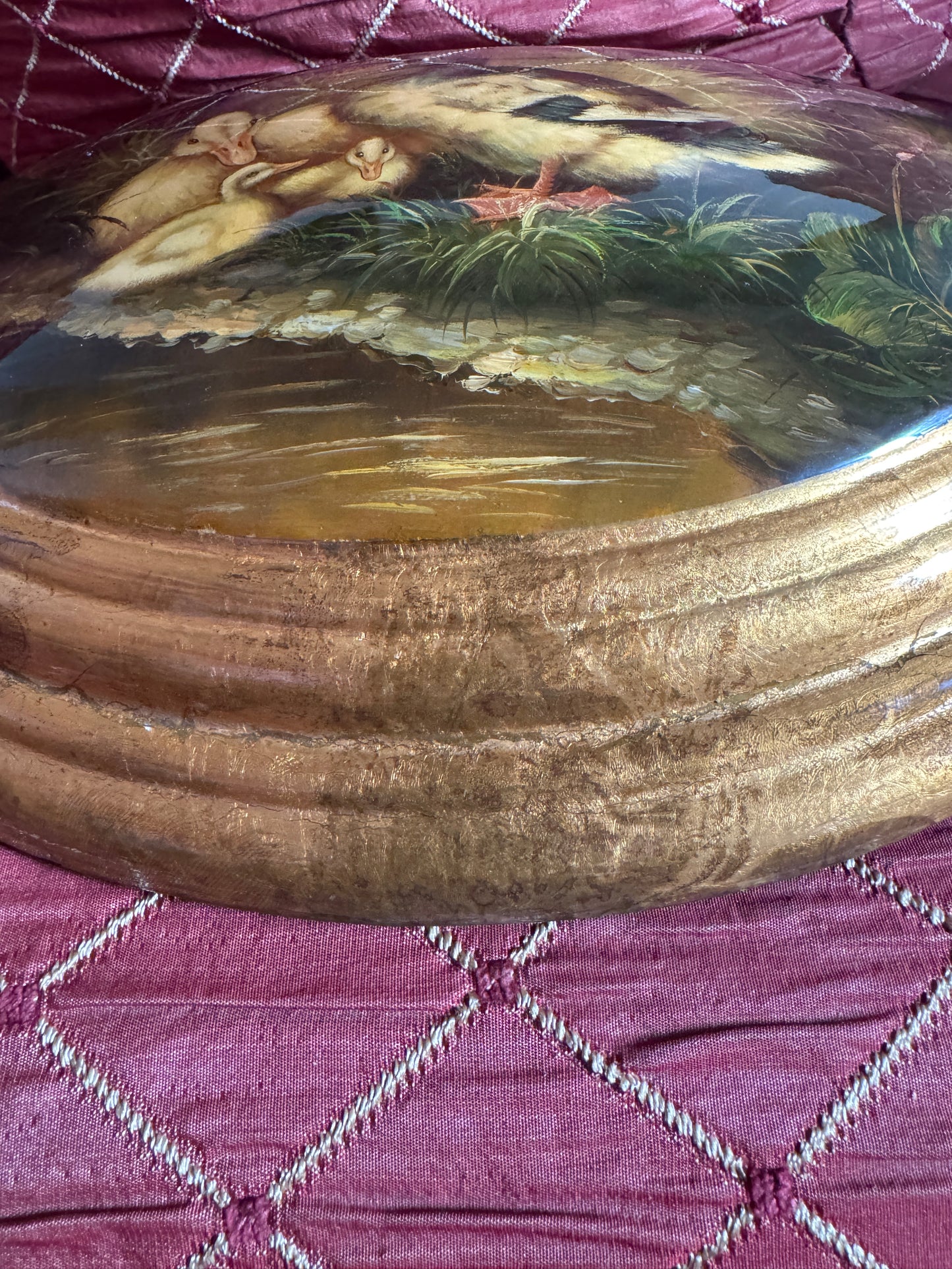 Antique Hand-Painted Duck Family Wall Plaque