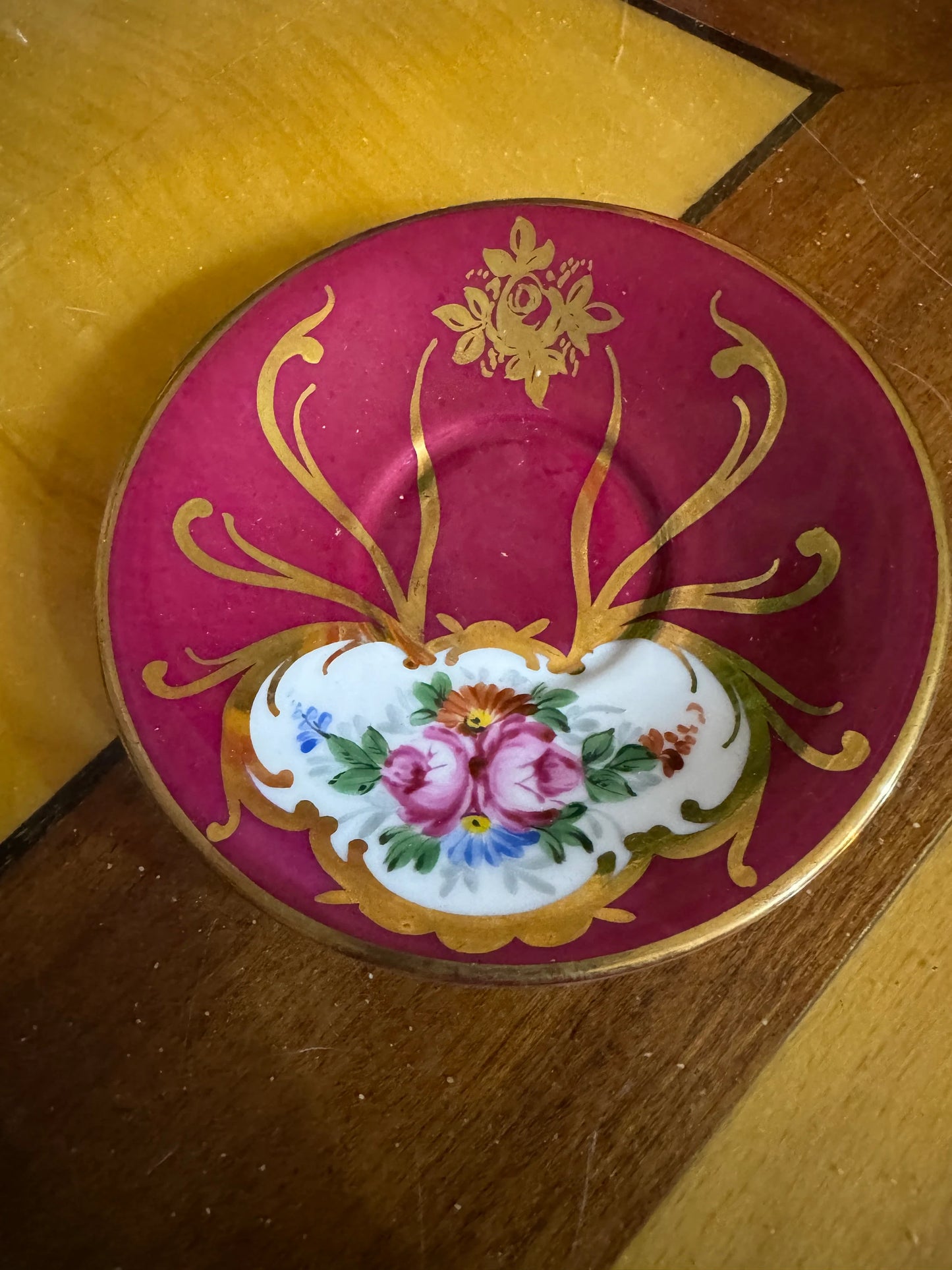 Hand Painted French Porcelain Demitasse Cup and Saucer – Nodrog – Made in France