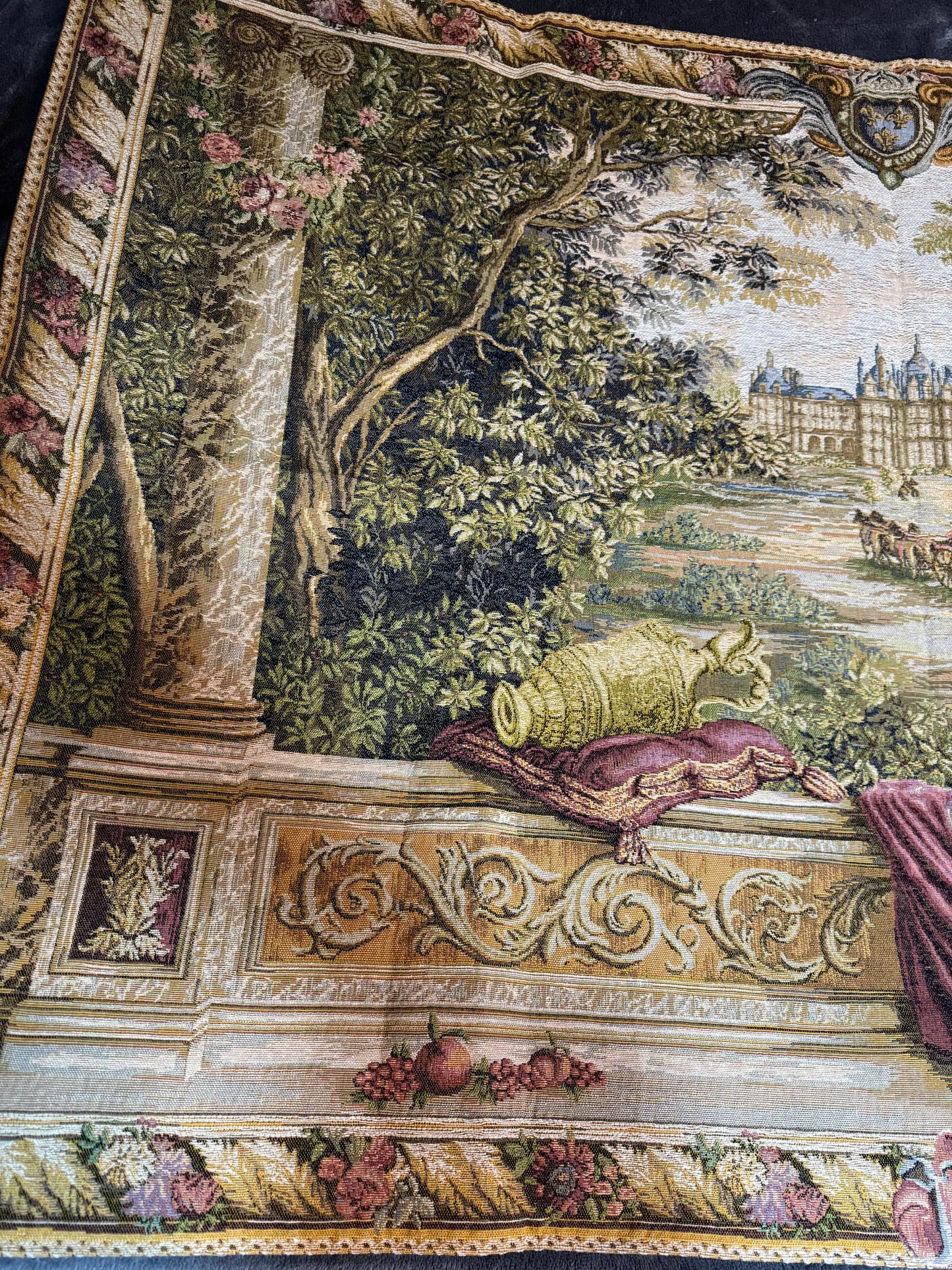 Large French Tapestry Wall Hanging - Verdure Au Château - Art de Lys, 110×150 cm