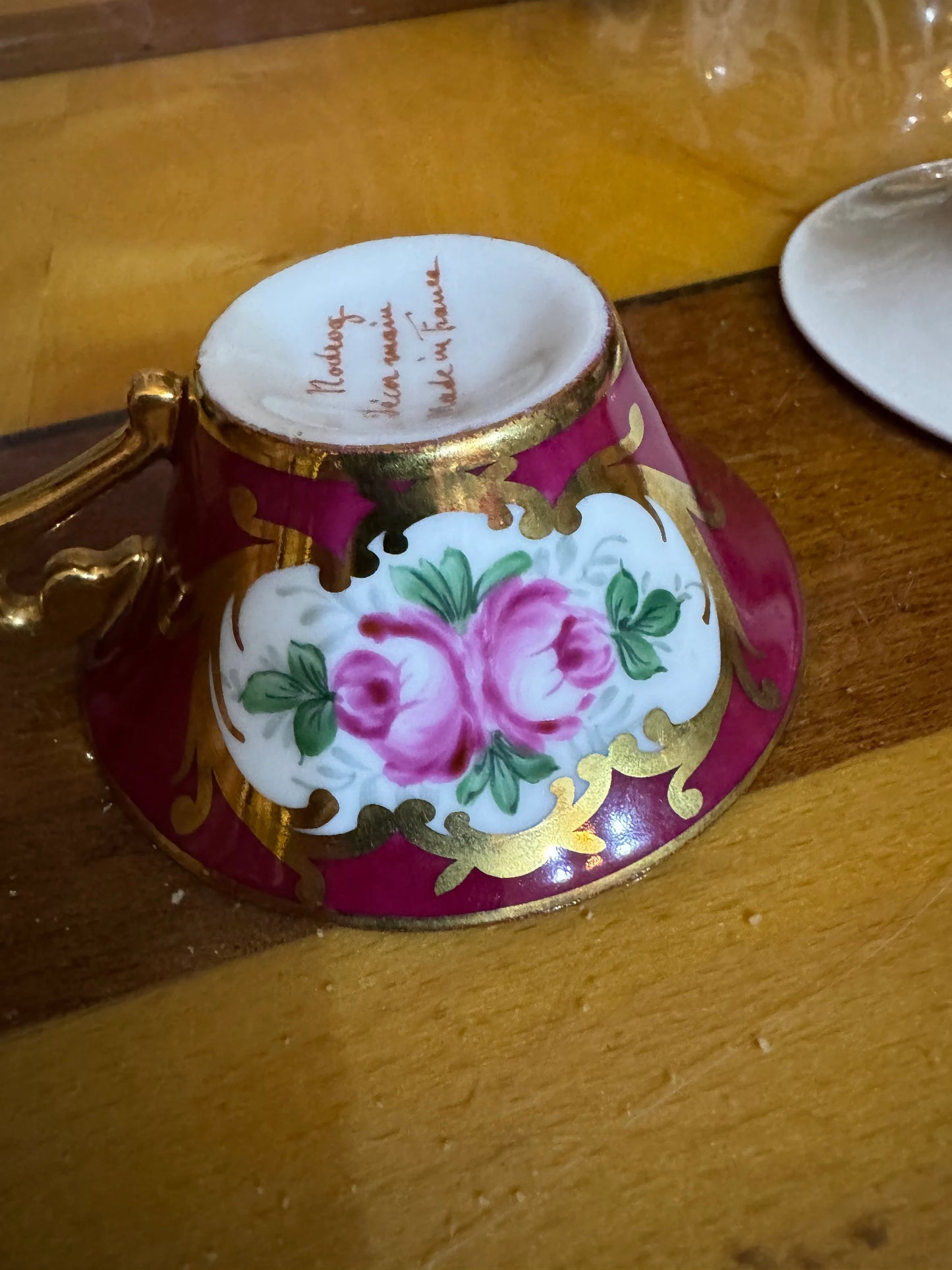 Hand Painted French Porcelain Demitasse Cup and Saucer – Nodrog – Made in France