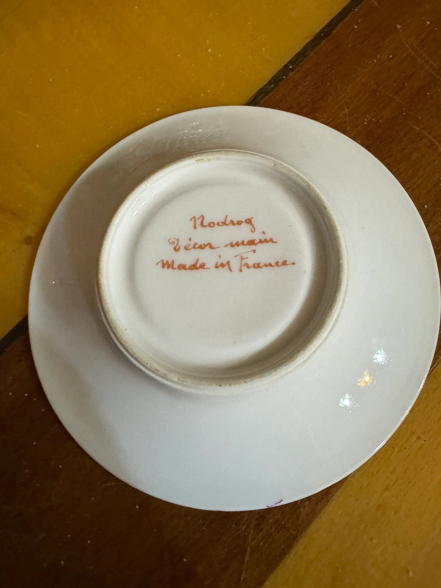 Hand Painted French Porcelain Demitasse Cup and Saucer – Nodrog – Made in France