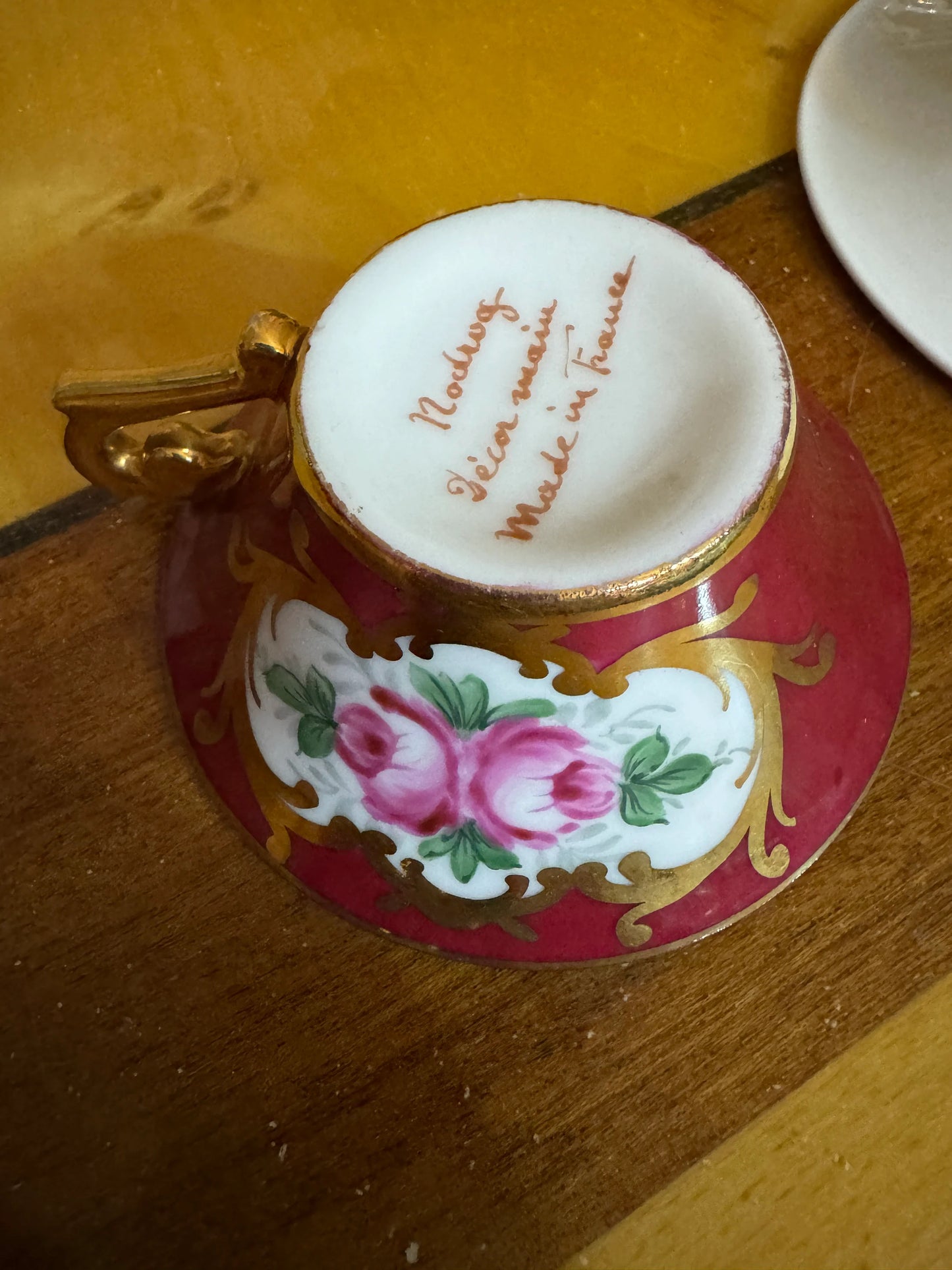 Hand Painted French Porcelain Demitasse Cup and Saucer – Nodrog – Made in France