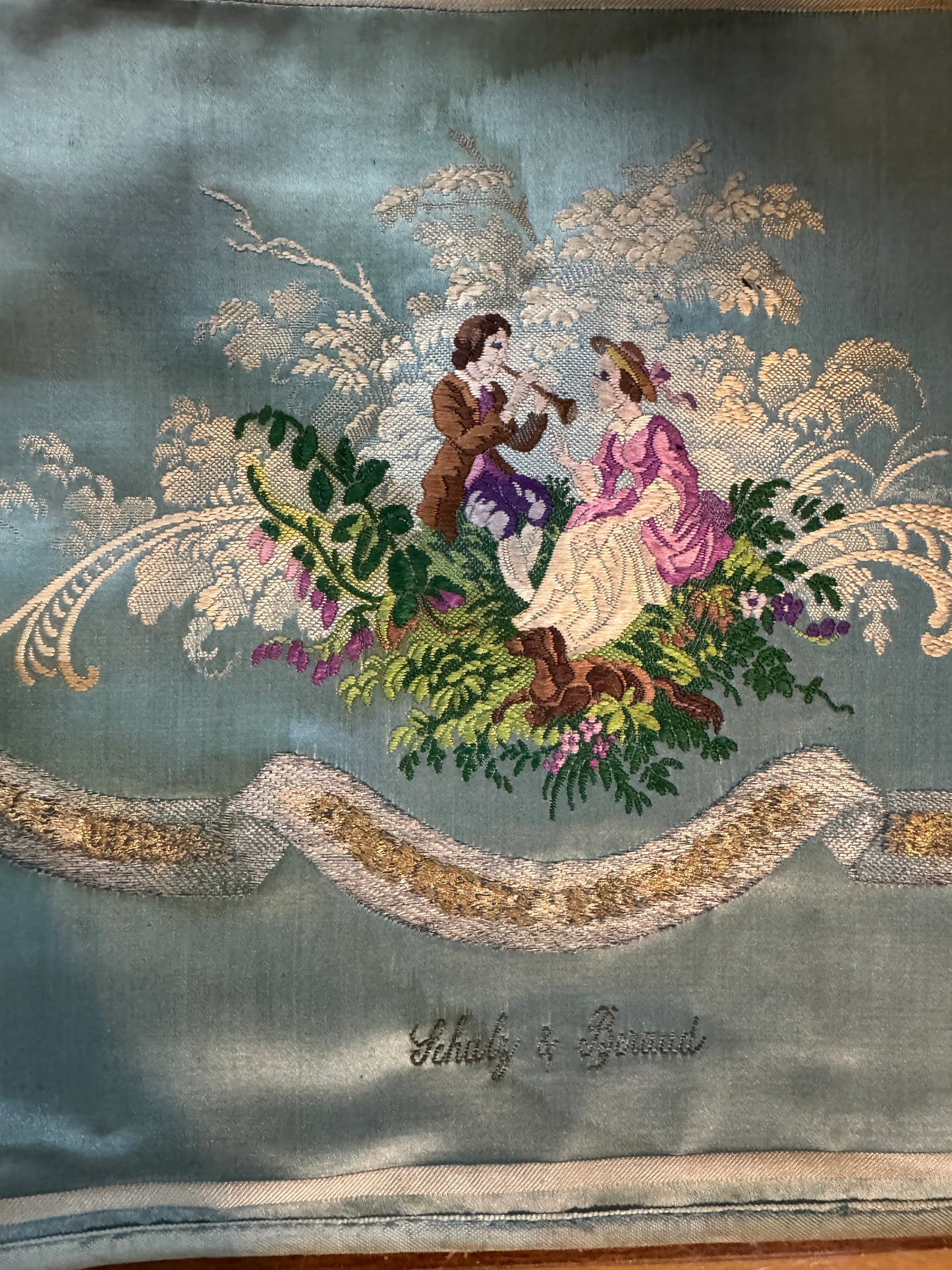 Antique French Silk Embroidery – Schulz & Brand – Rococo Style – 19th c. Château Textile Art