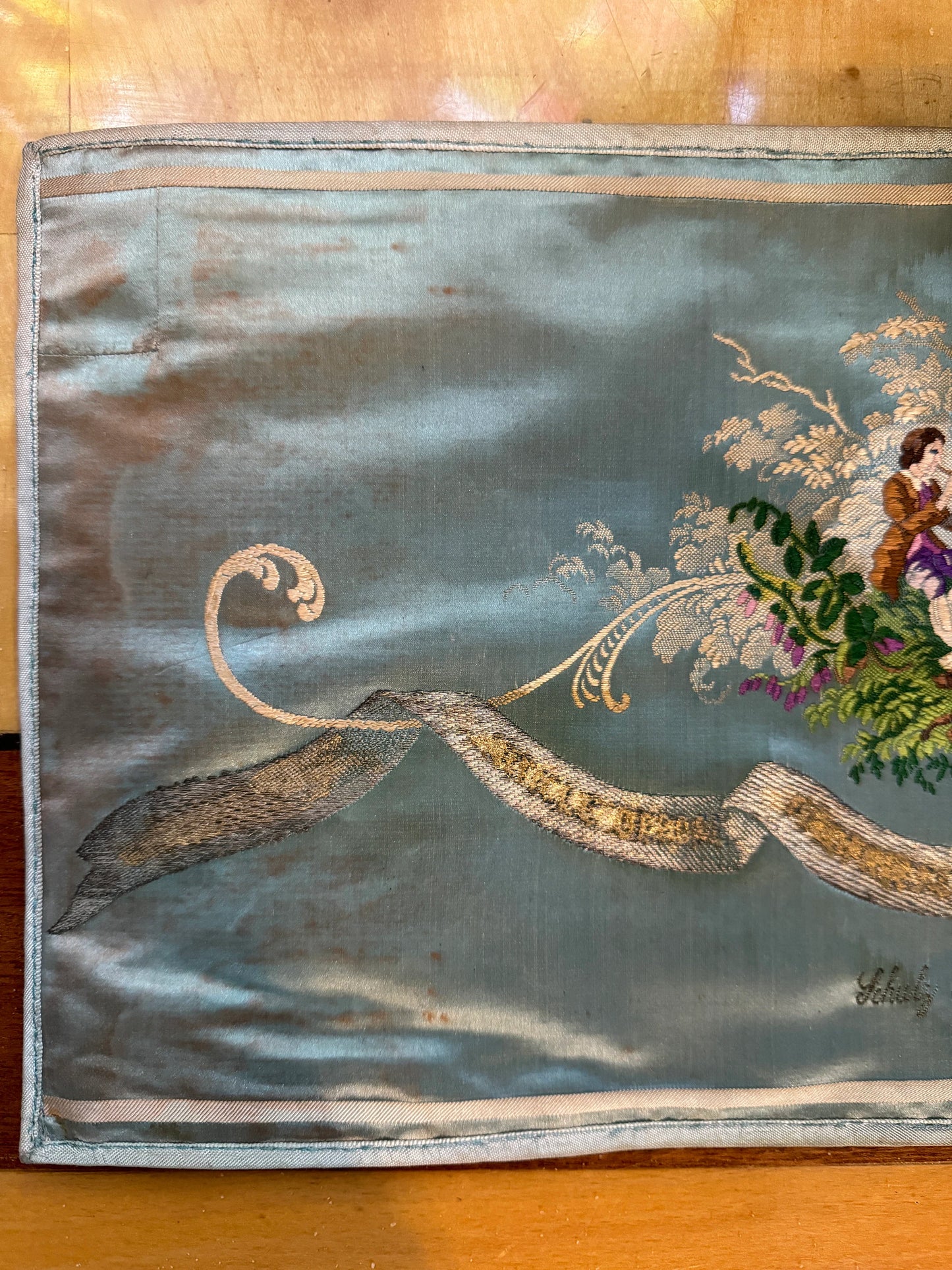 Antique French Silk Embroidery – Schulz & Brand – Rococo Style – 19th c. Château Textile Art