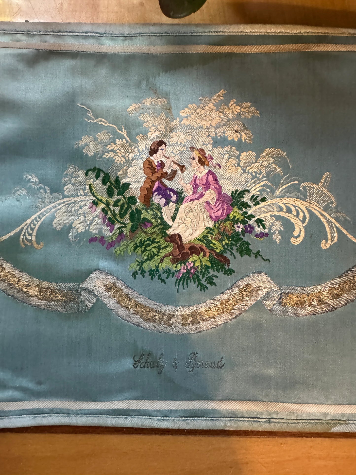 Antique French Silk Embroidery – Schulz & Brand – Rococo Style – 19th c. Château Textile Art