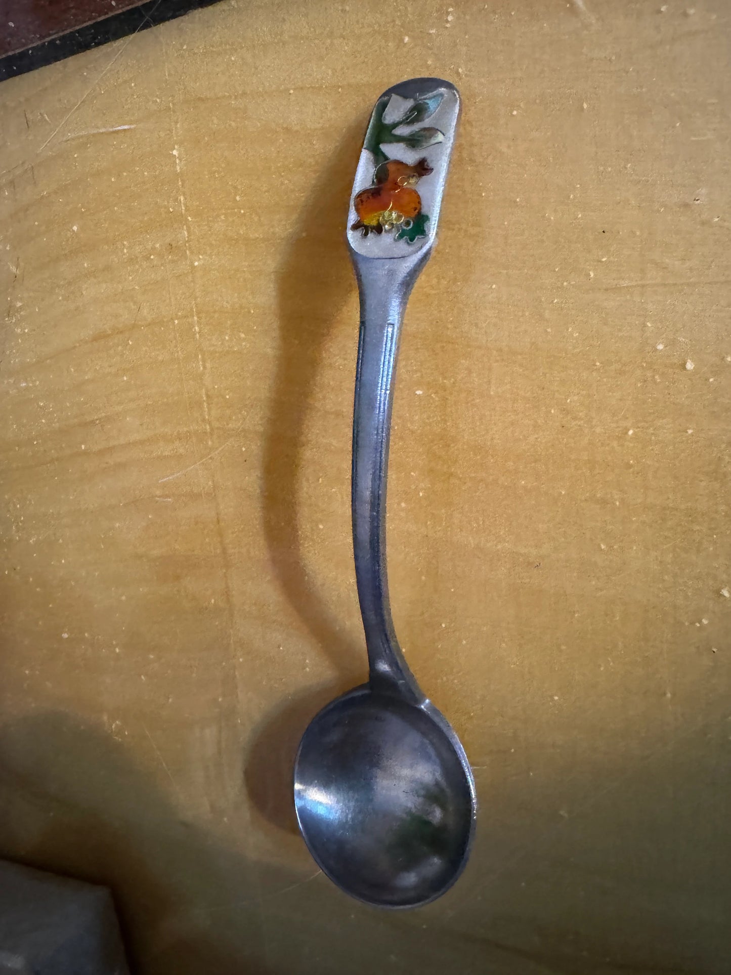 Vintage Korean 99% Silver Sugar Spoon with Enamel – Boxed with Certificate, 1985