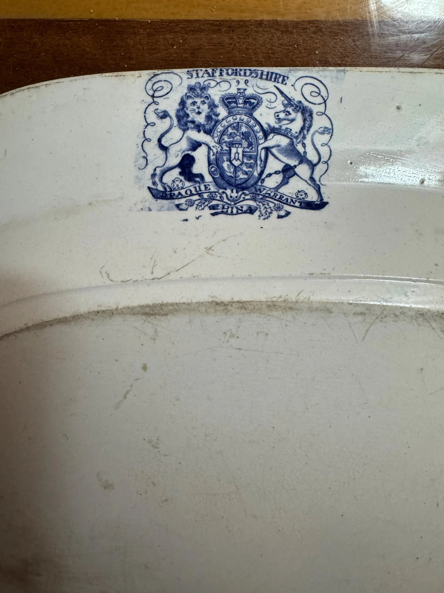 Large Antique Staffordshire Blue Willow Platter – 19th Century English Transferware – 45×35 cm