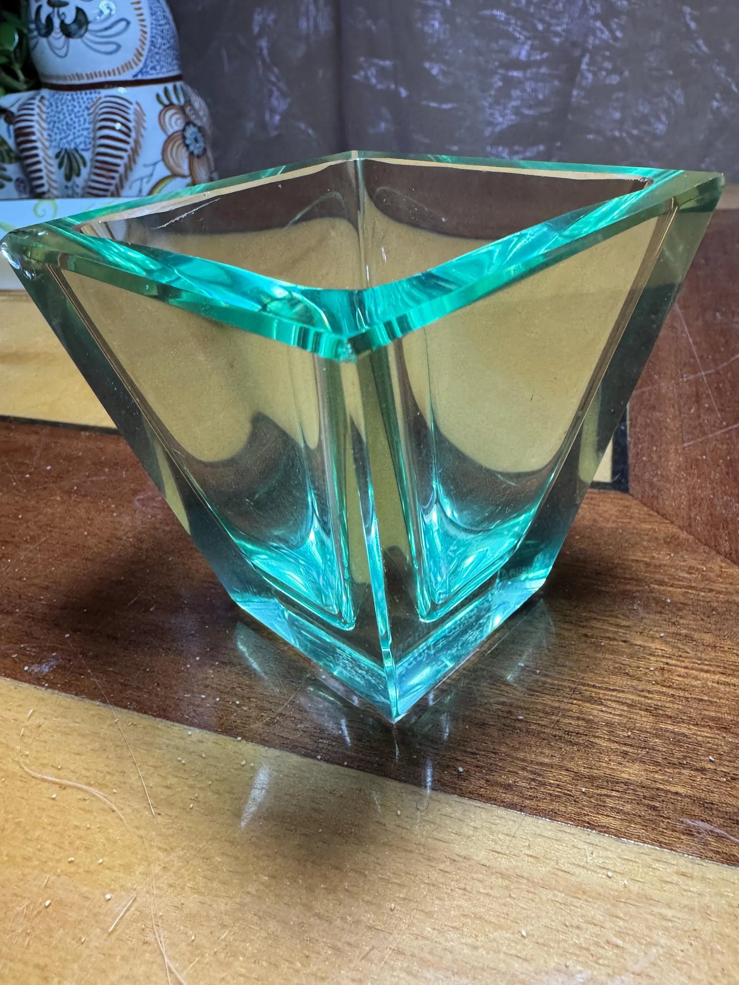 Signed Daum Nancy Crystal Vase – Art Nouveau Green Glass, France
