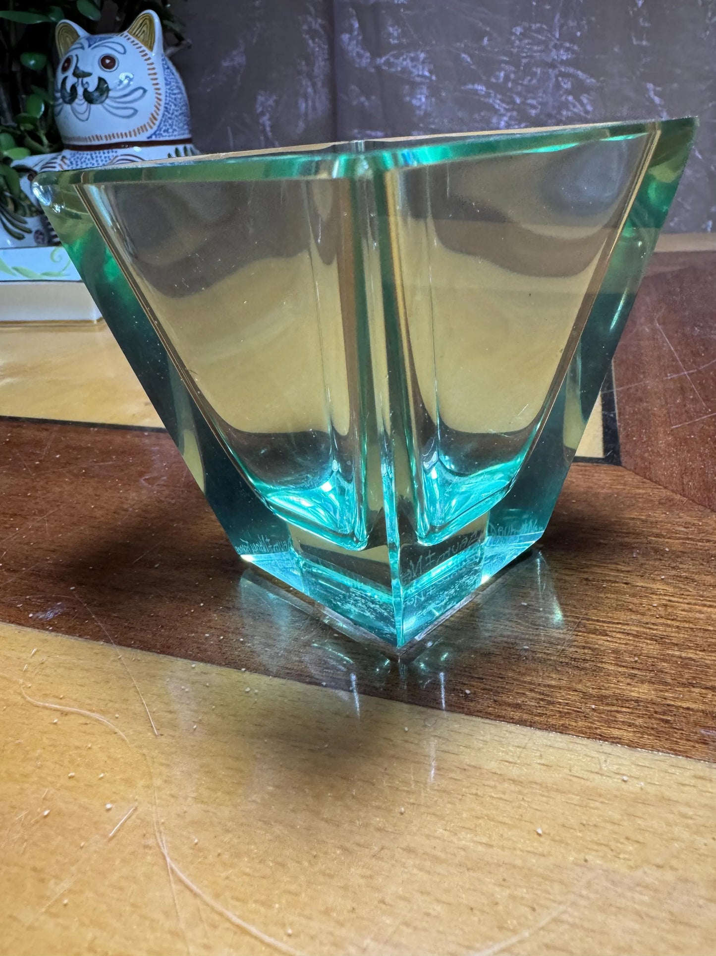 Signed Daum Nancy Crystal Vase – Art Nouveau Green Glass, France