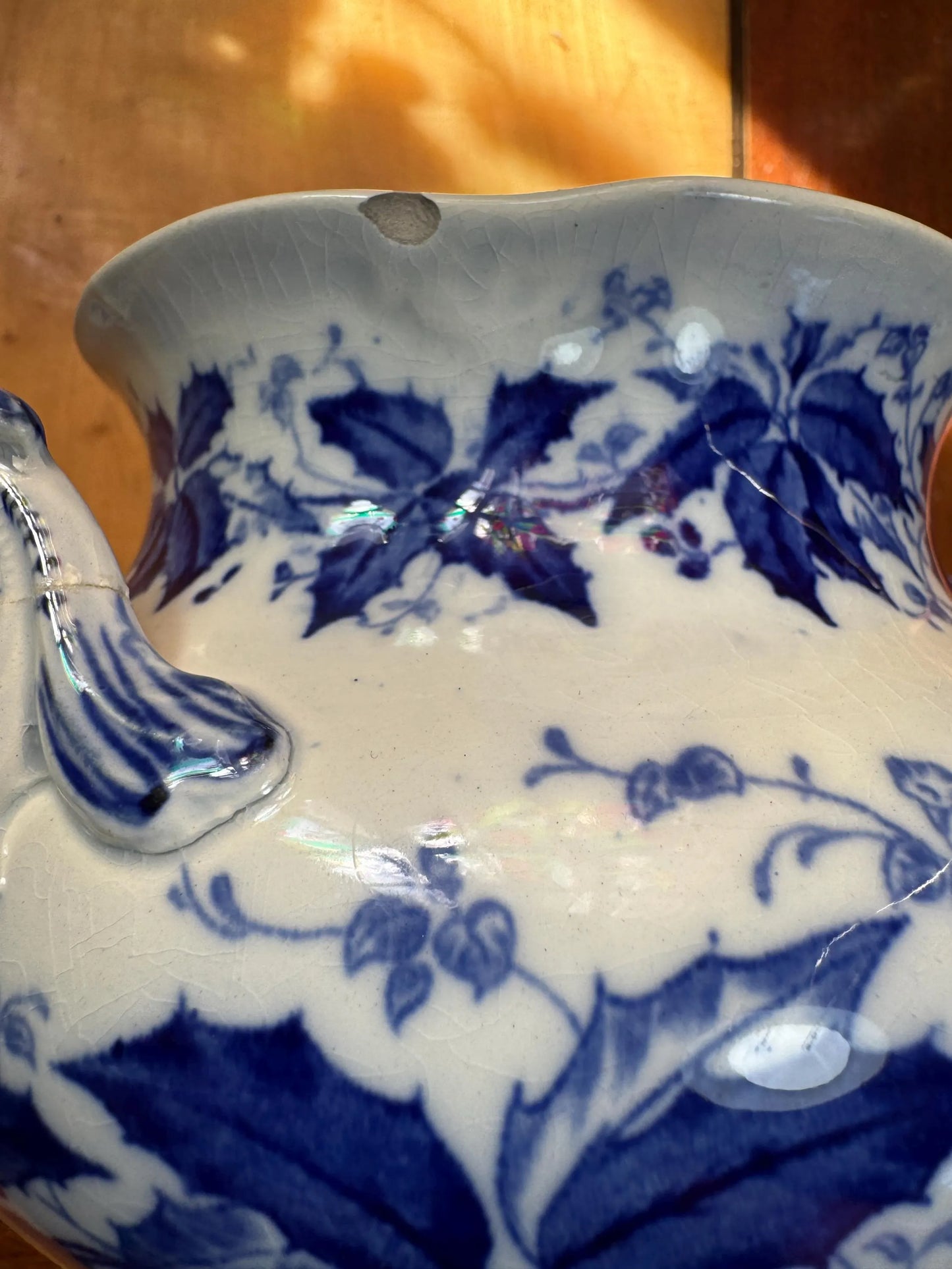 Antique French Sugar Bowl with Lid – Creil et Montereau “FLORA” – 19th Century
