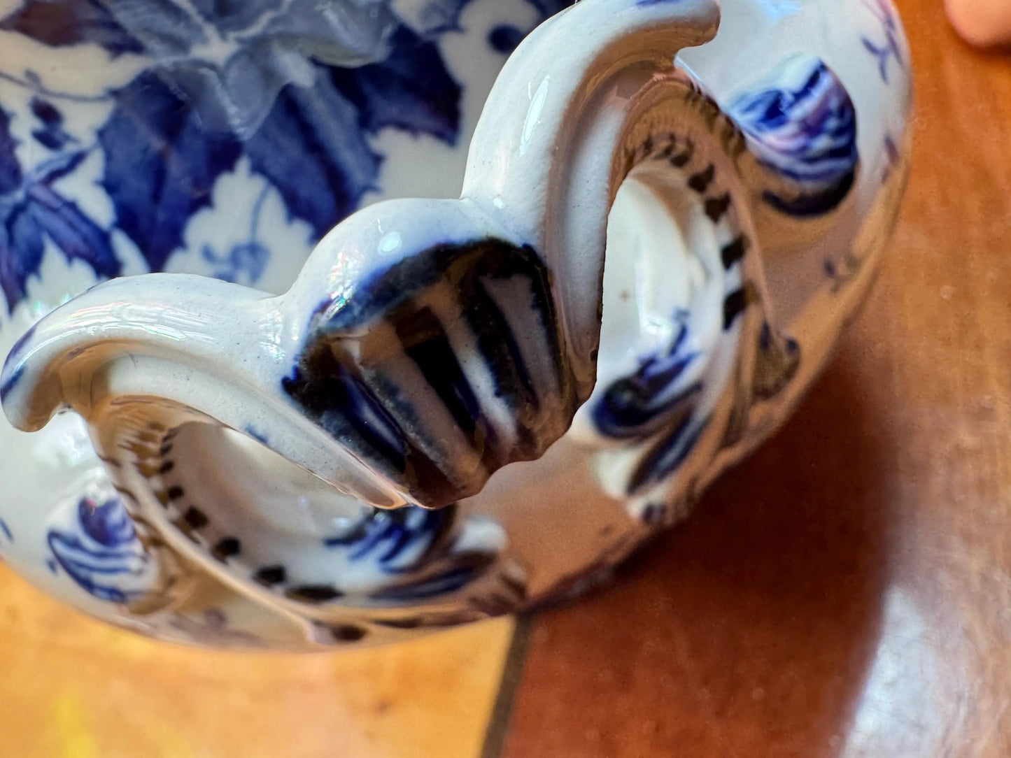 Antique French Sugar Bowl with Lid – Creil et Montereau “FLORA” – 19th Century