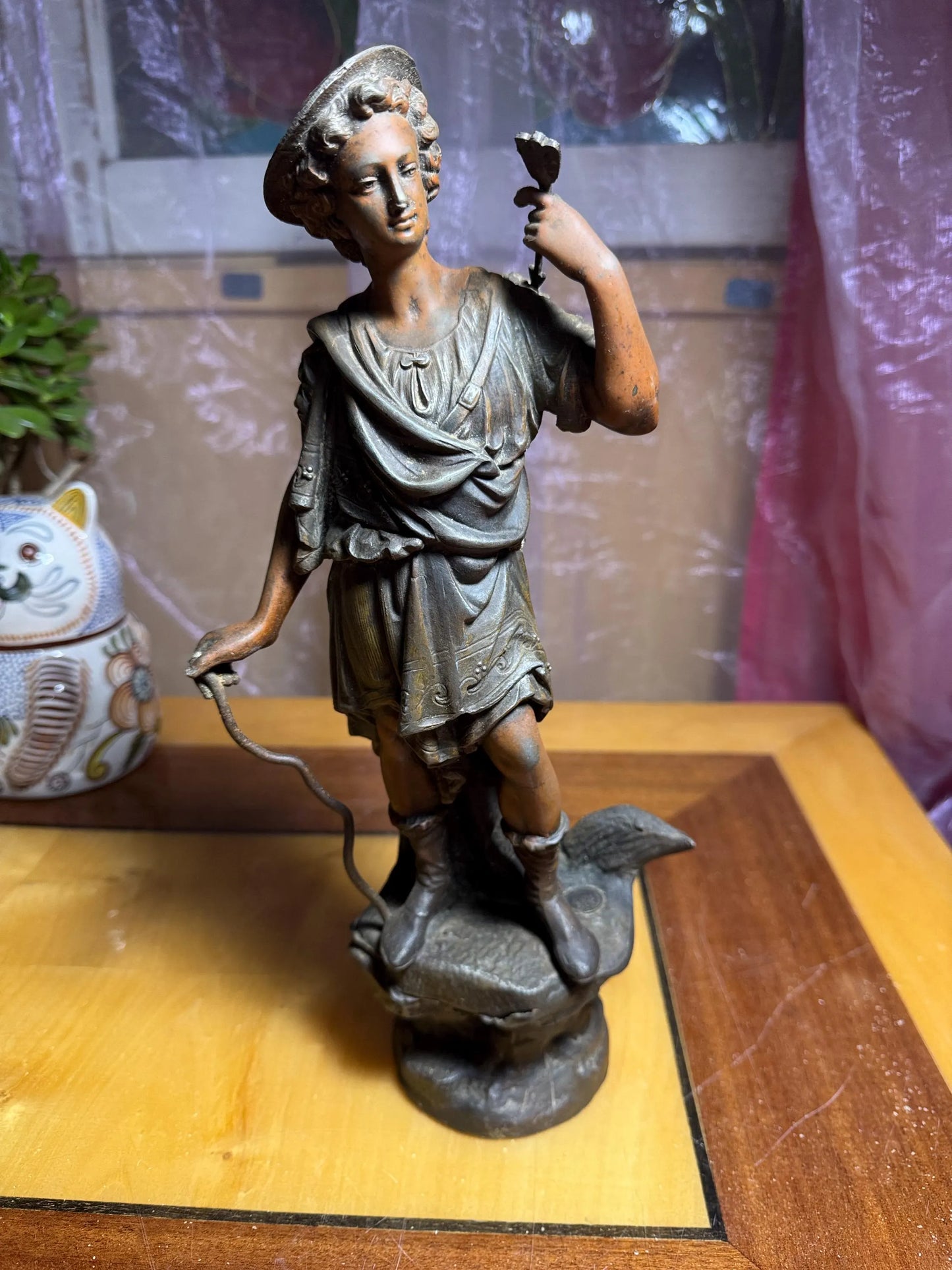Antique French Spelter Sculpture – 'Greek Hunter' – Paris Foundry, c.1900 – Made in France – 34 cm