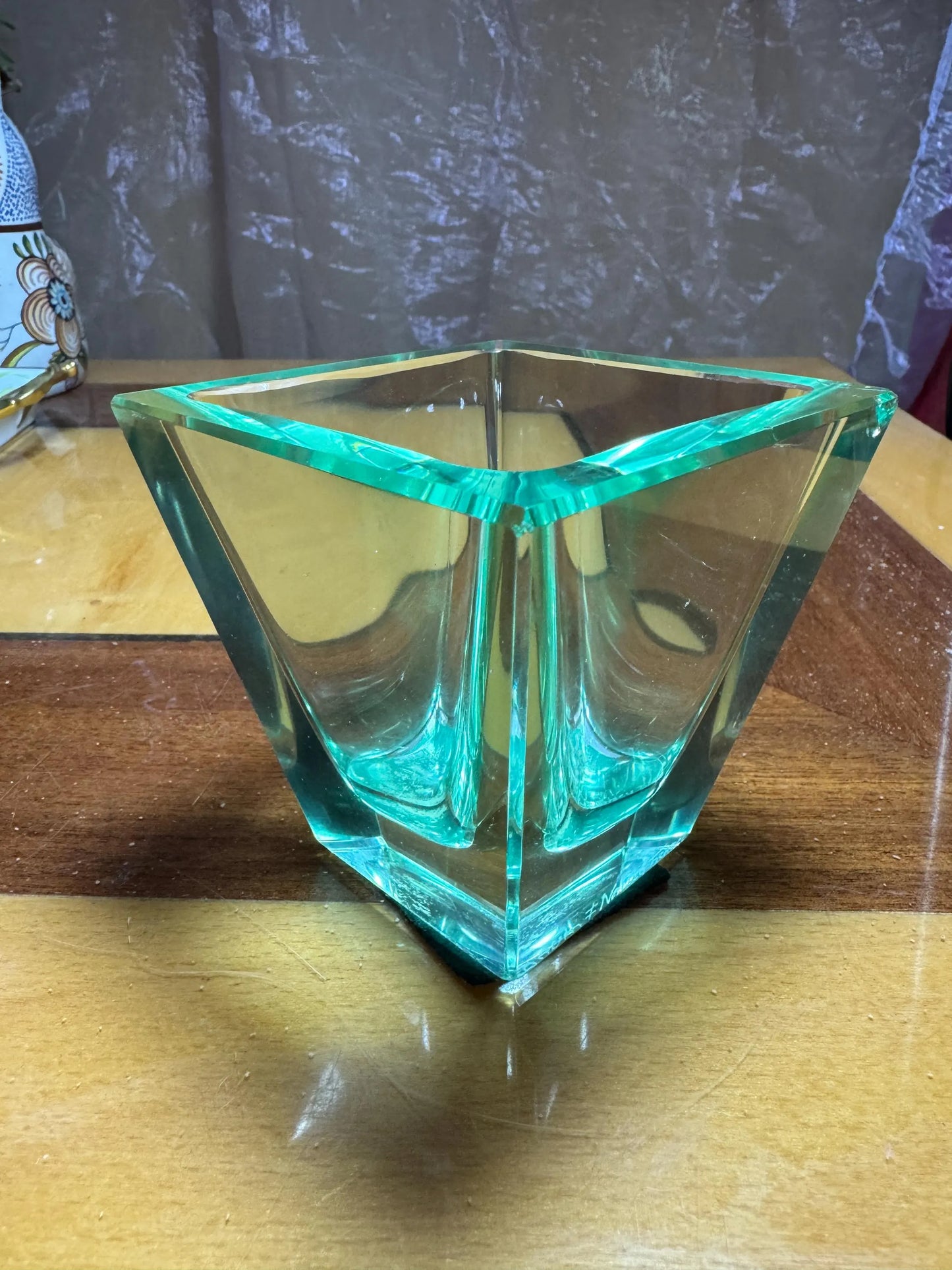 Signed Daum Nancy Crystal Vase – Art Nouveau Green Glass, France