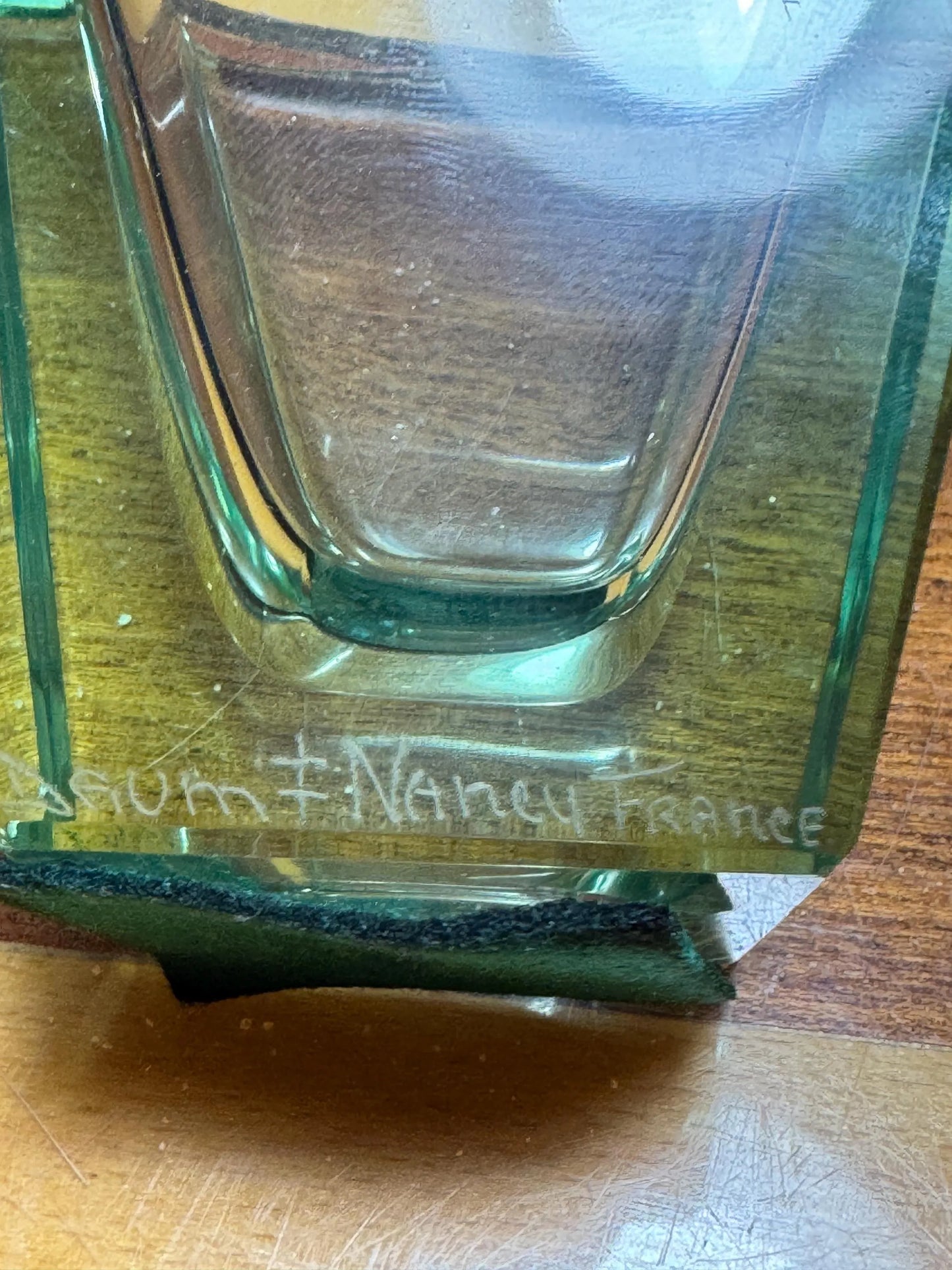 Signed Daum Nancy Crystal Vase – Art Nouveau Green Glass, France