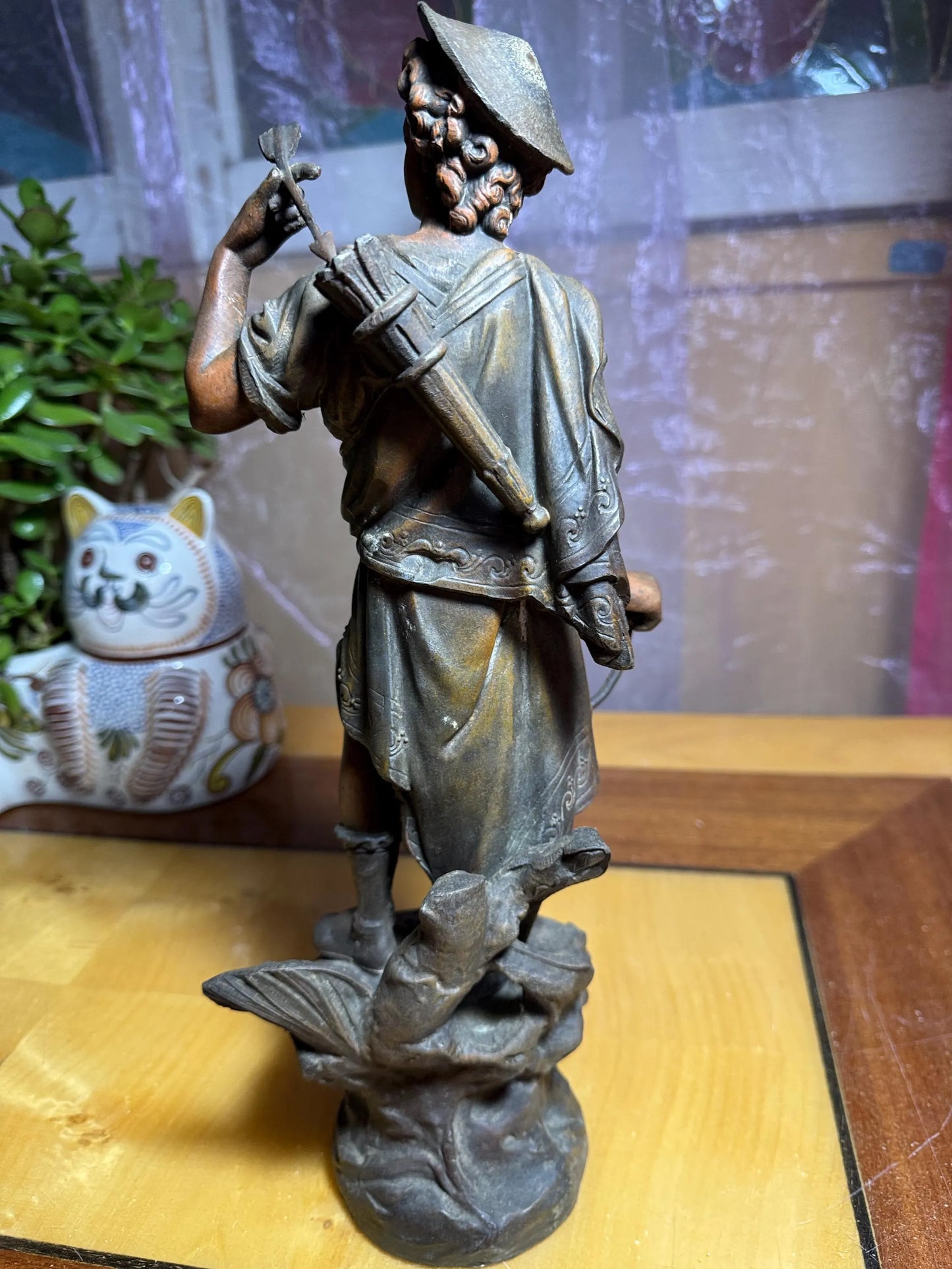 Antique French Spelter Sculpture – 'Greek Hunter' – Paris Foundry, c.1900 – Made in France – 34 cm