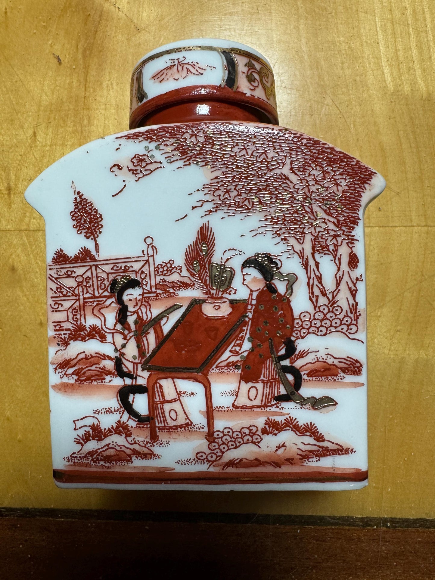 Antique Japanese Hand Painted Tea Jar – Meiji Era (1880–1920) – Kutani Style Porcelain