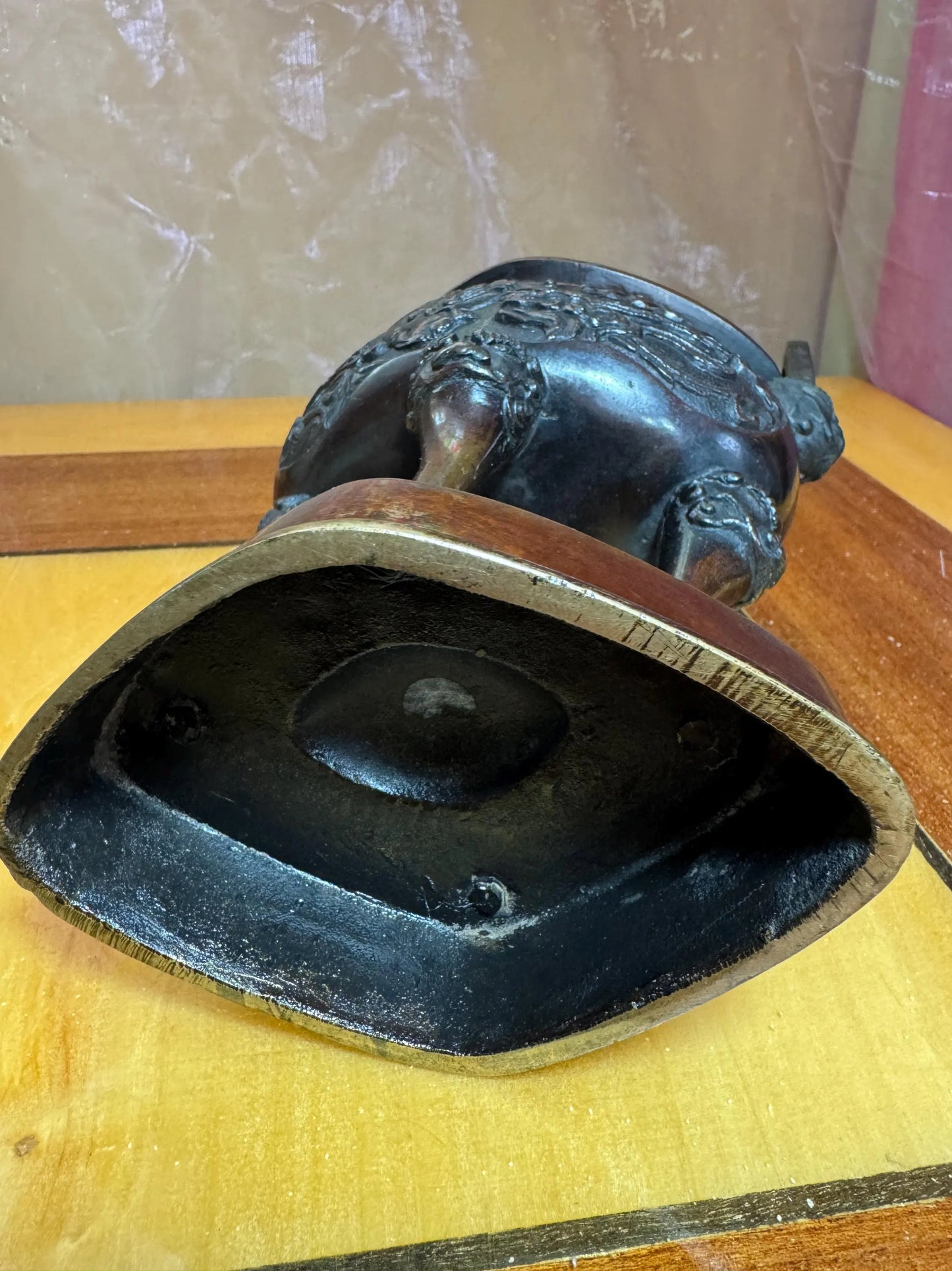 Vintage Chinese Bronze Incense Burner with Kirin Finial – Dragon Motif Censer