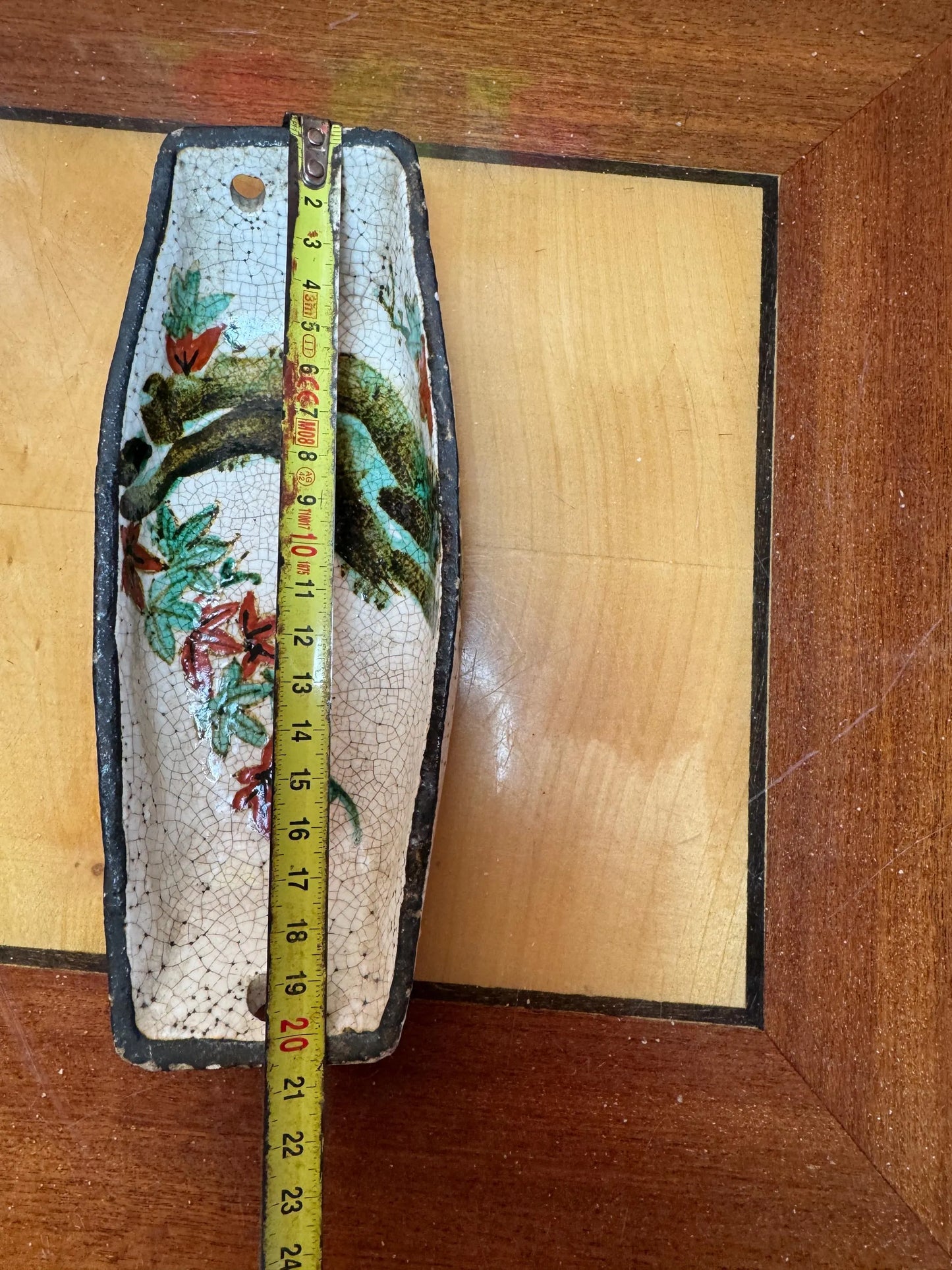 Antique Japanese Wall Pocket Vase – Meiji Era with Bird & Floral Design