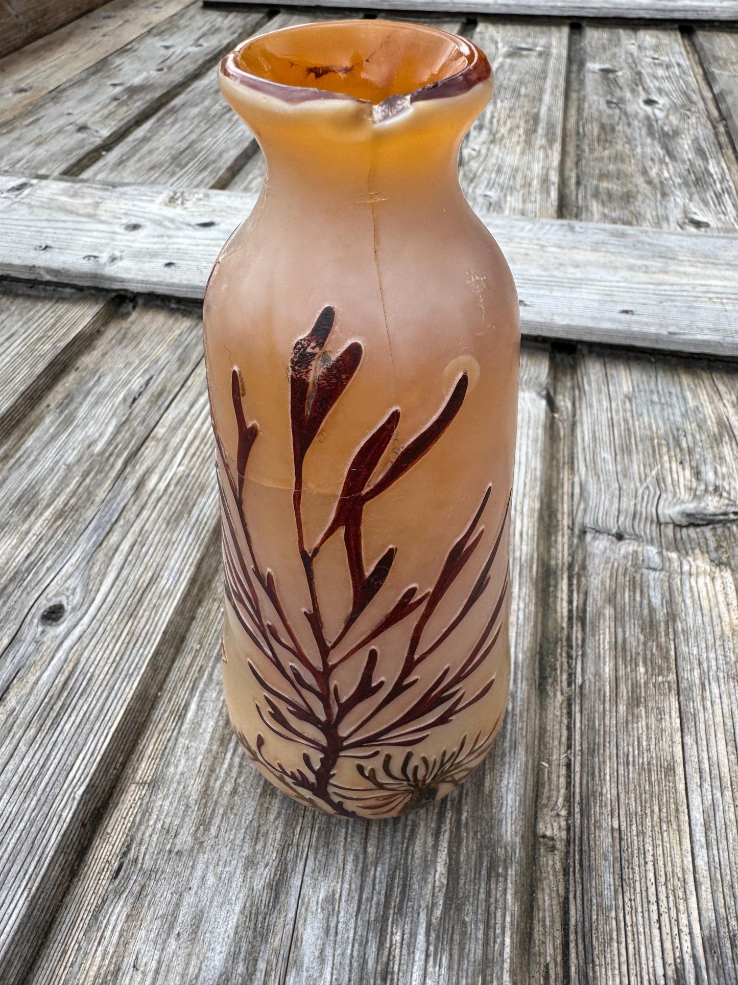 Antique Legras Cameo Glass Vase – Art Nouveau – France ca. 1890–1910
