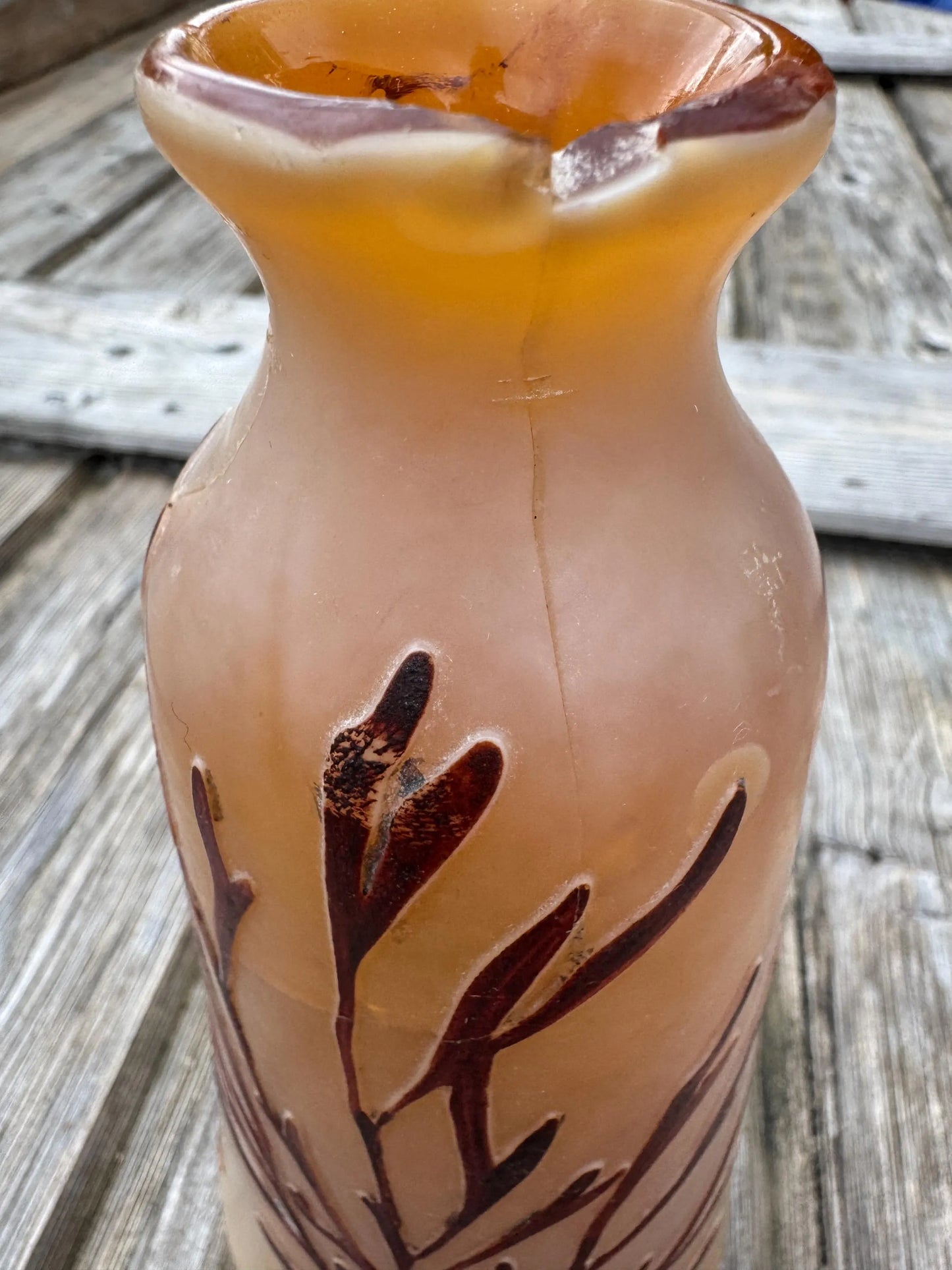 Antique Legras Cameo Glass Vase – Art Nouveau – France ca. 1890–1910
