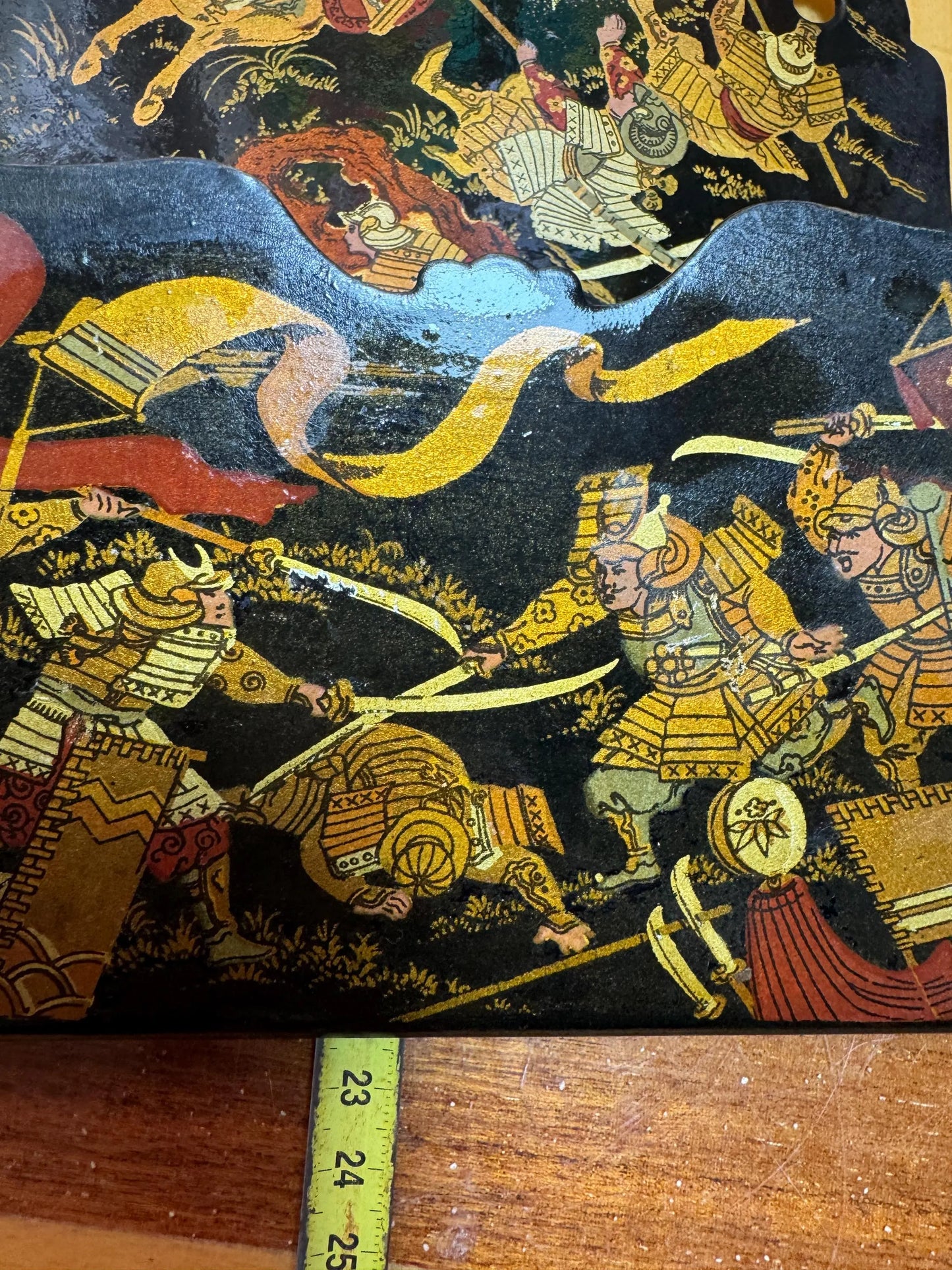 Antique Japonisme Samurai Letter Holder – Lacquered Papier-Mâché – c. 1870–1890
