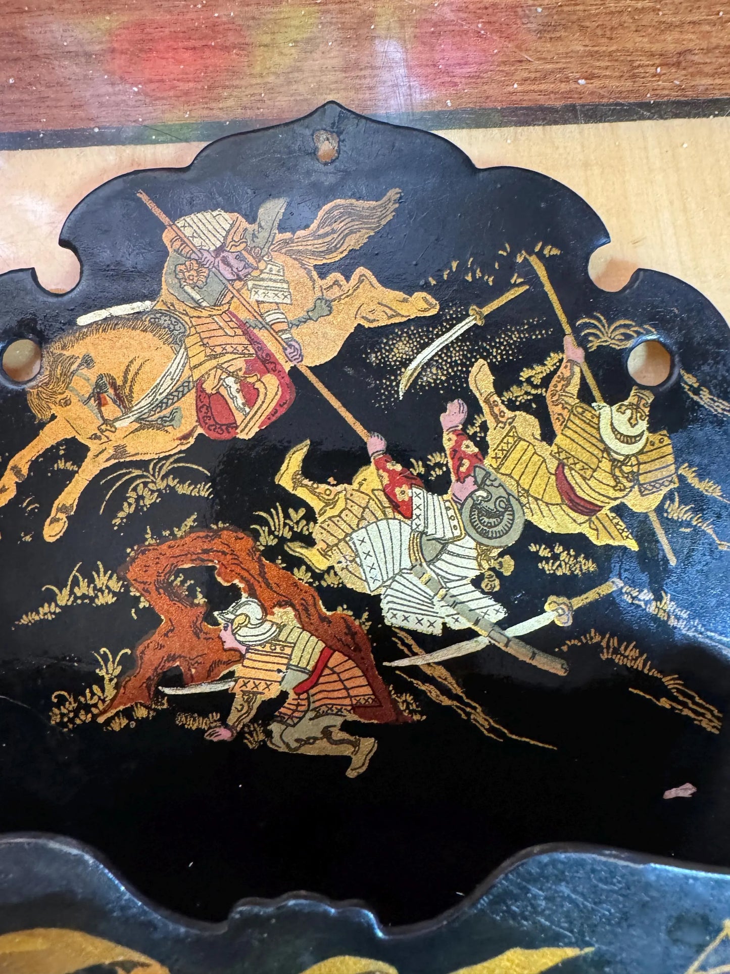Antique Japonisme Samurai Letter Holder – Lacquered Papier-Mâché – c. 1870–1890