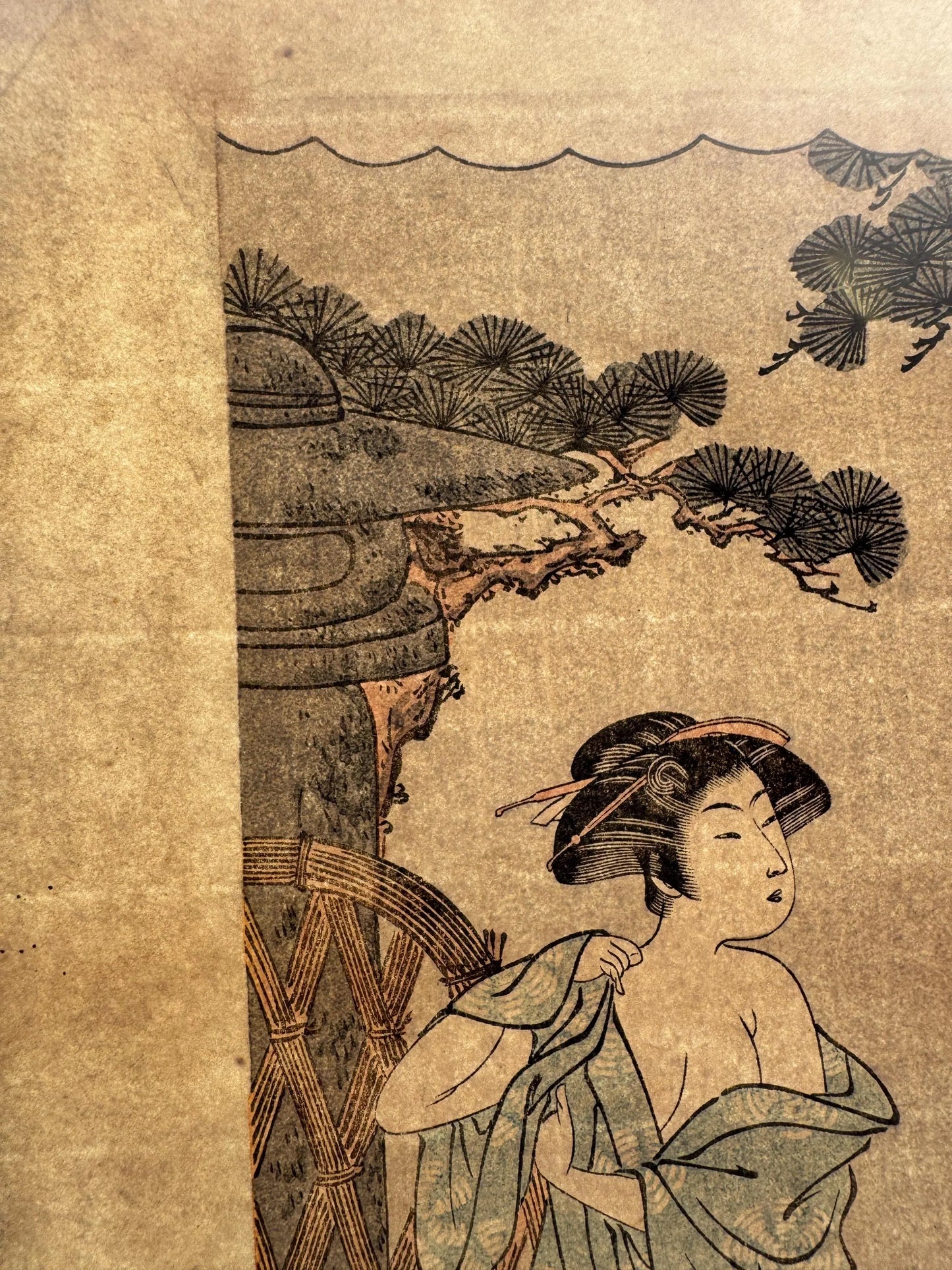 Japanese Woodblock Print – Kitagawa Utamaro Style – Antique Ukiyo-e of Courtesans