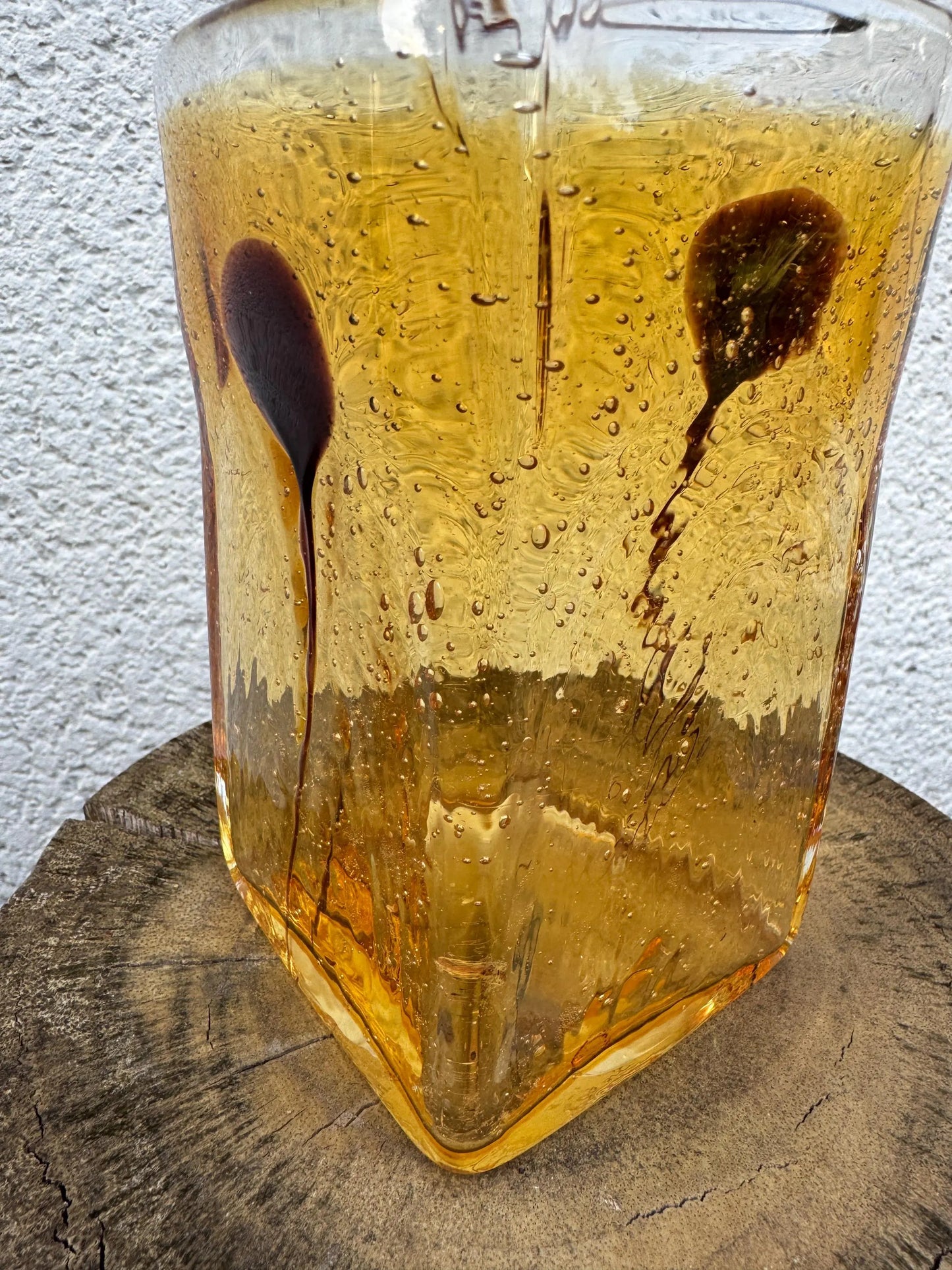 Vintage Mid-Century Amber Art Glass Vase