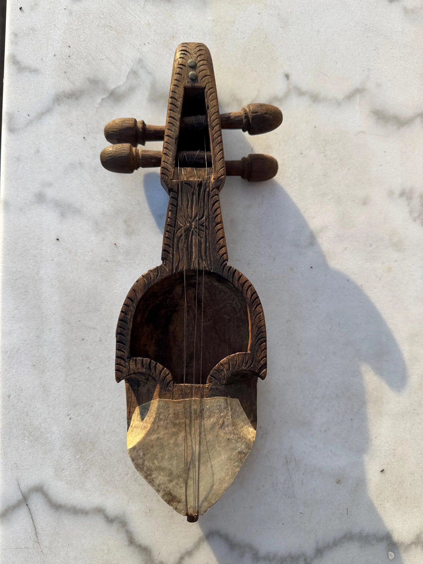 Antique Hand-Carved Nepali Sarangi – Himalayan Folk String Instrument