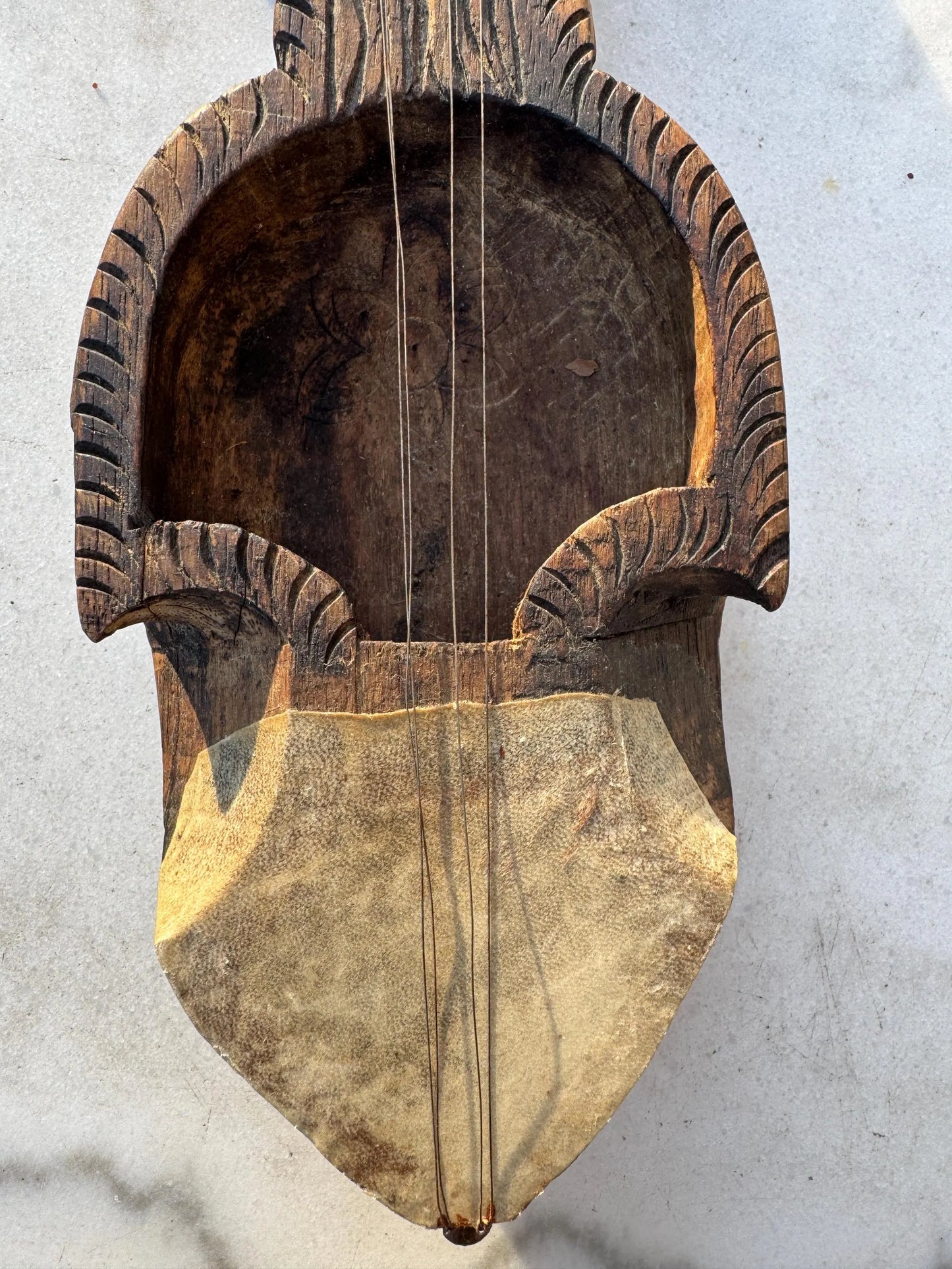 Antique Hand-Carved Nepali Sarangi – Himalayan Folk String Instrument