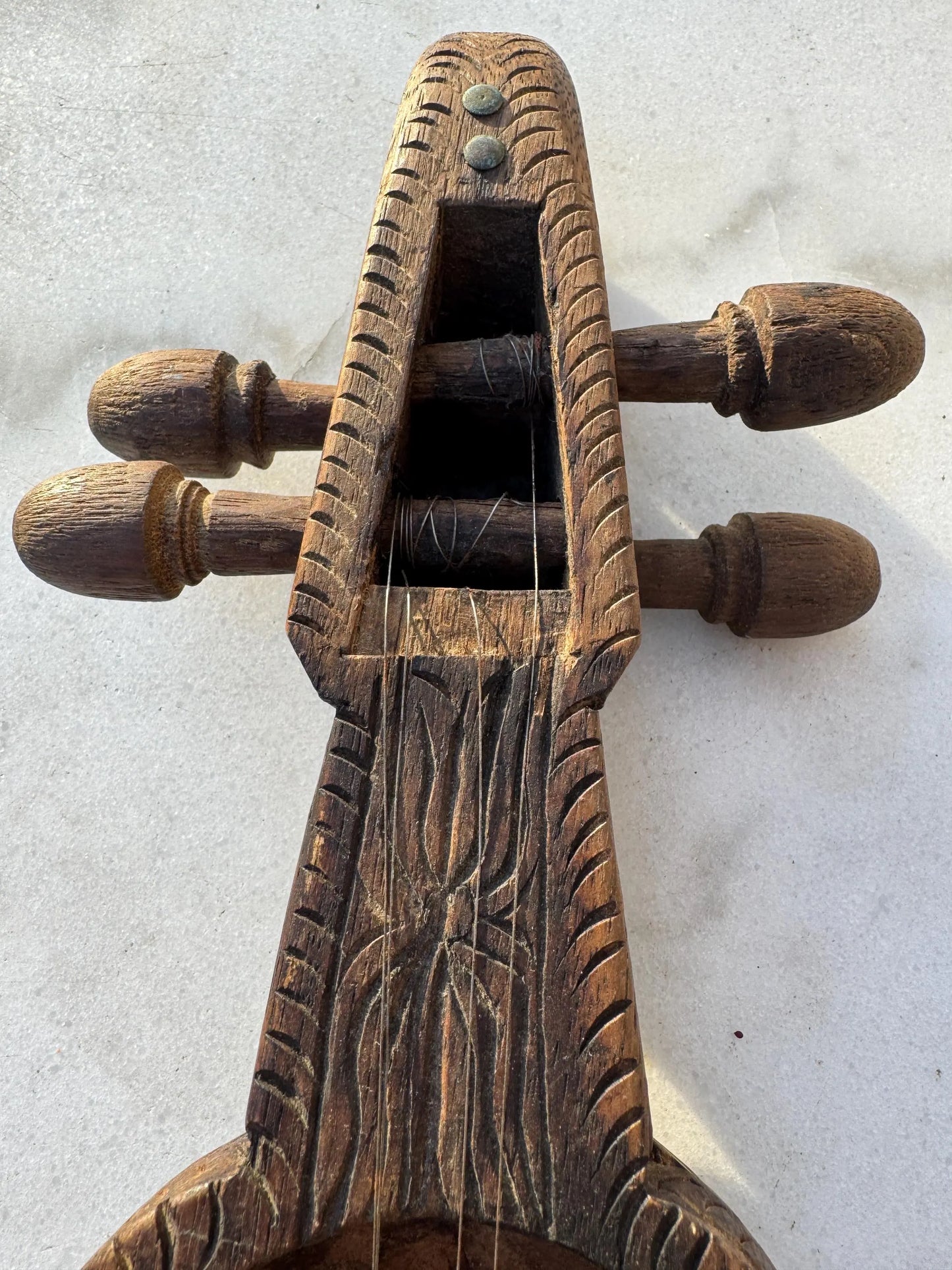 Antique Hand-Carved Nepali Sarangi – Himalayan Folk String Instrument
