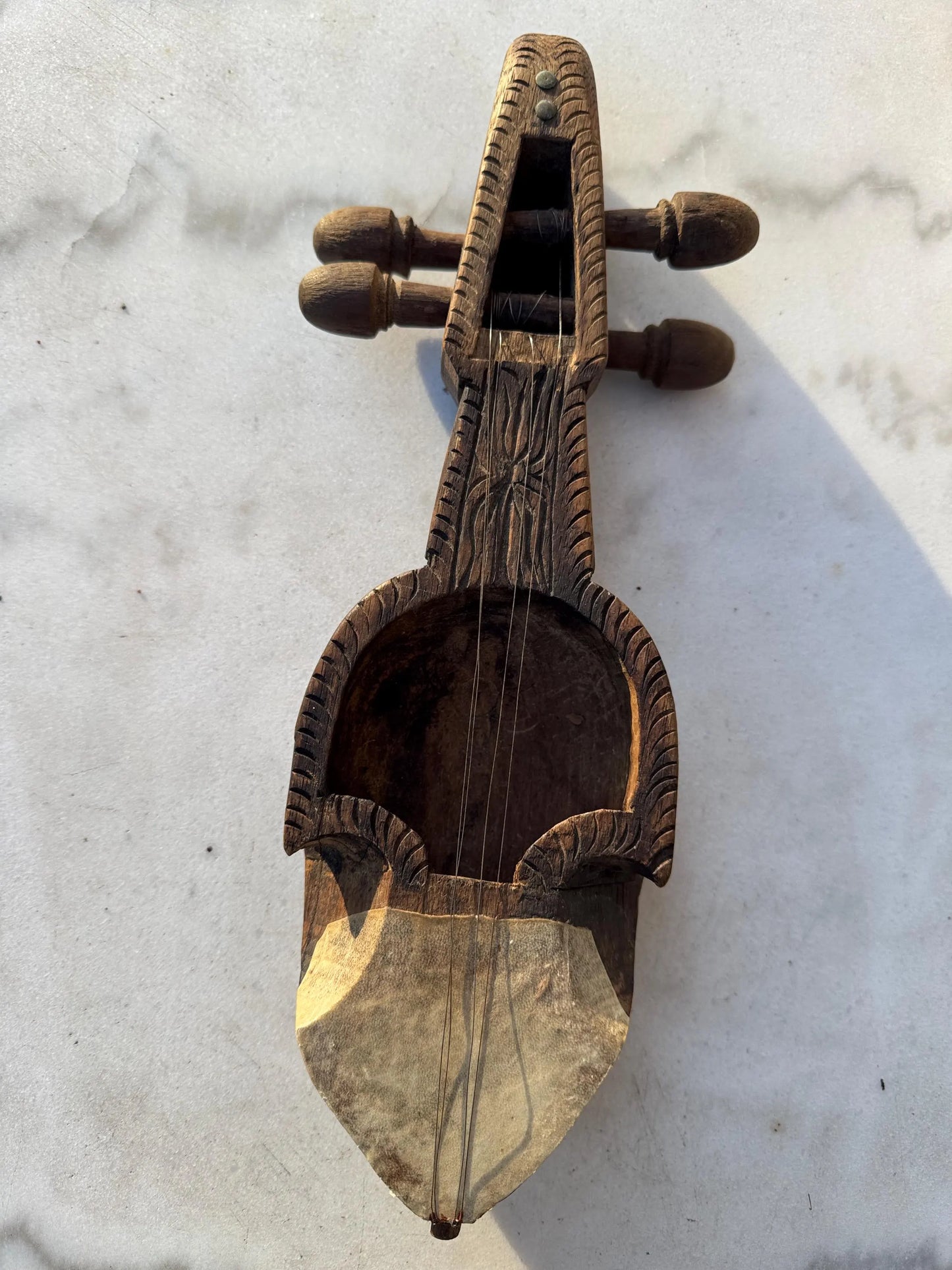 Antique Hand-Carved Nepali Sarangi – Himalayan Folk String Instrument