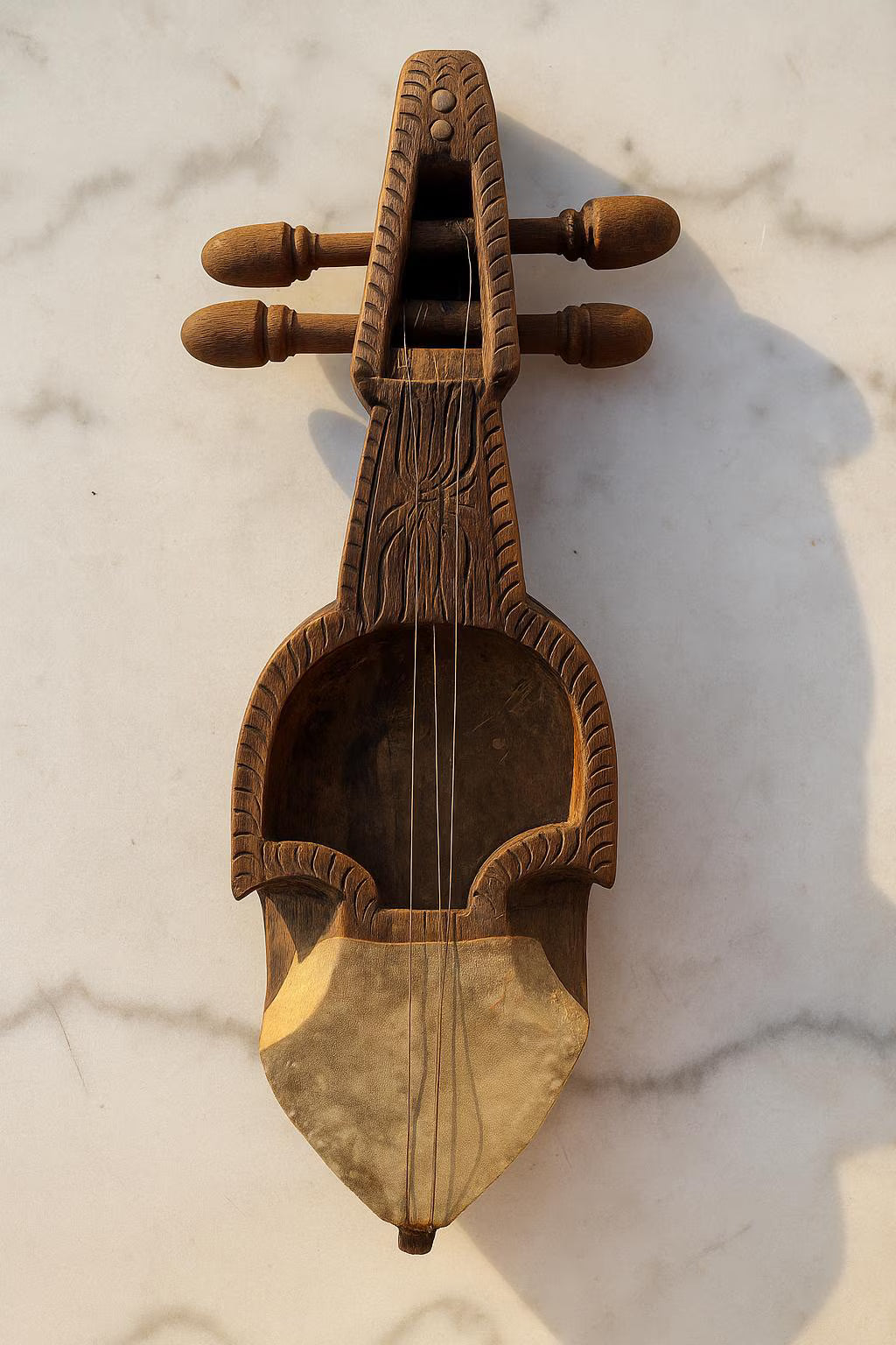 Antique Hand-Carved Nepali Sarangi – Himalayan Folk String Instrument