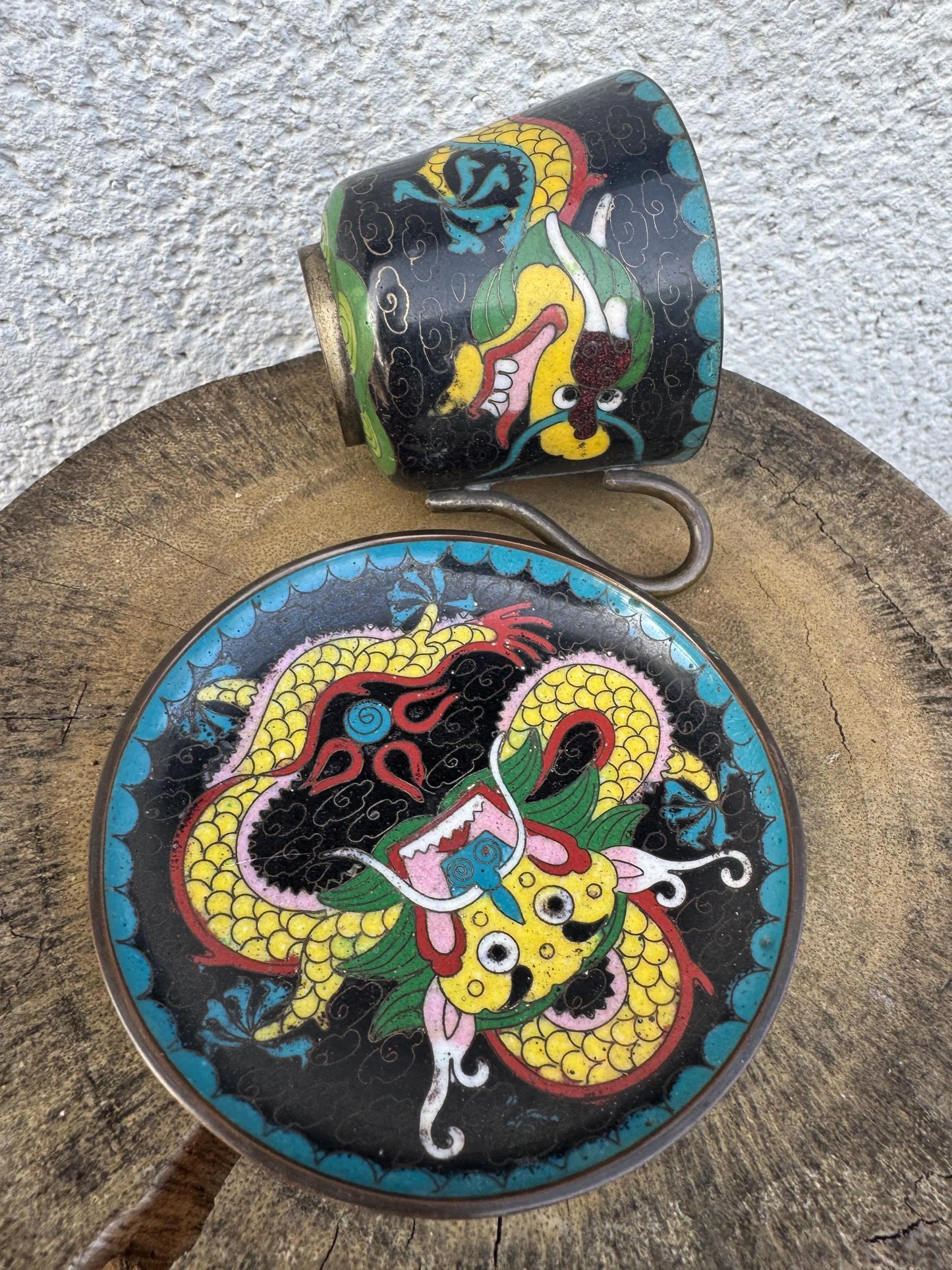 Antique Chinese Cloisonné Dragon Tea Set – Qing/Republic Era