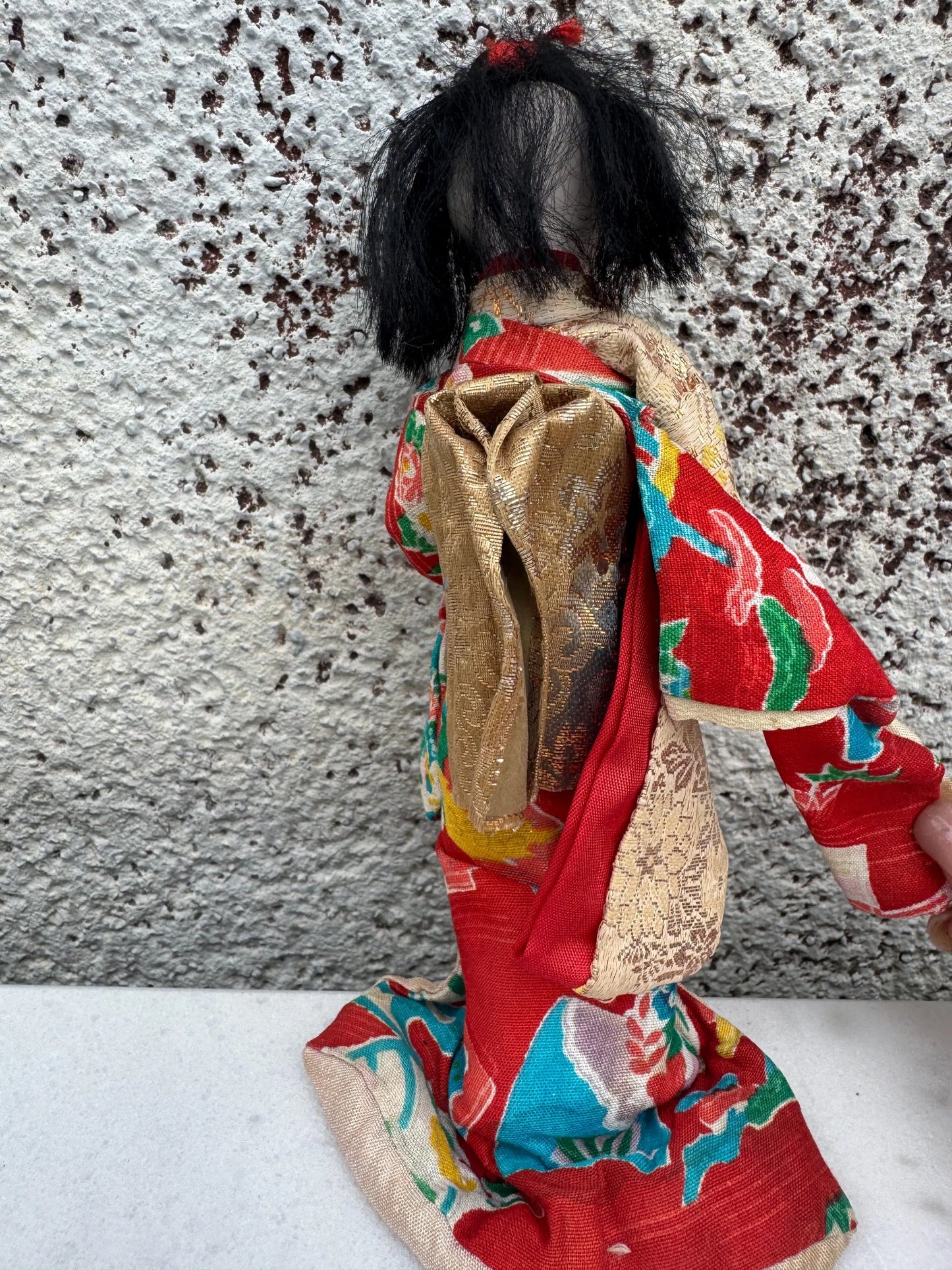 Vintage Japanese Kimono Doll – 1930s Hand-Painted Bisque, 20 cm